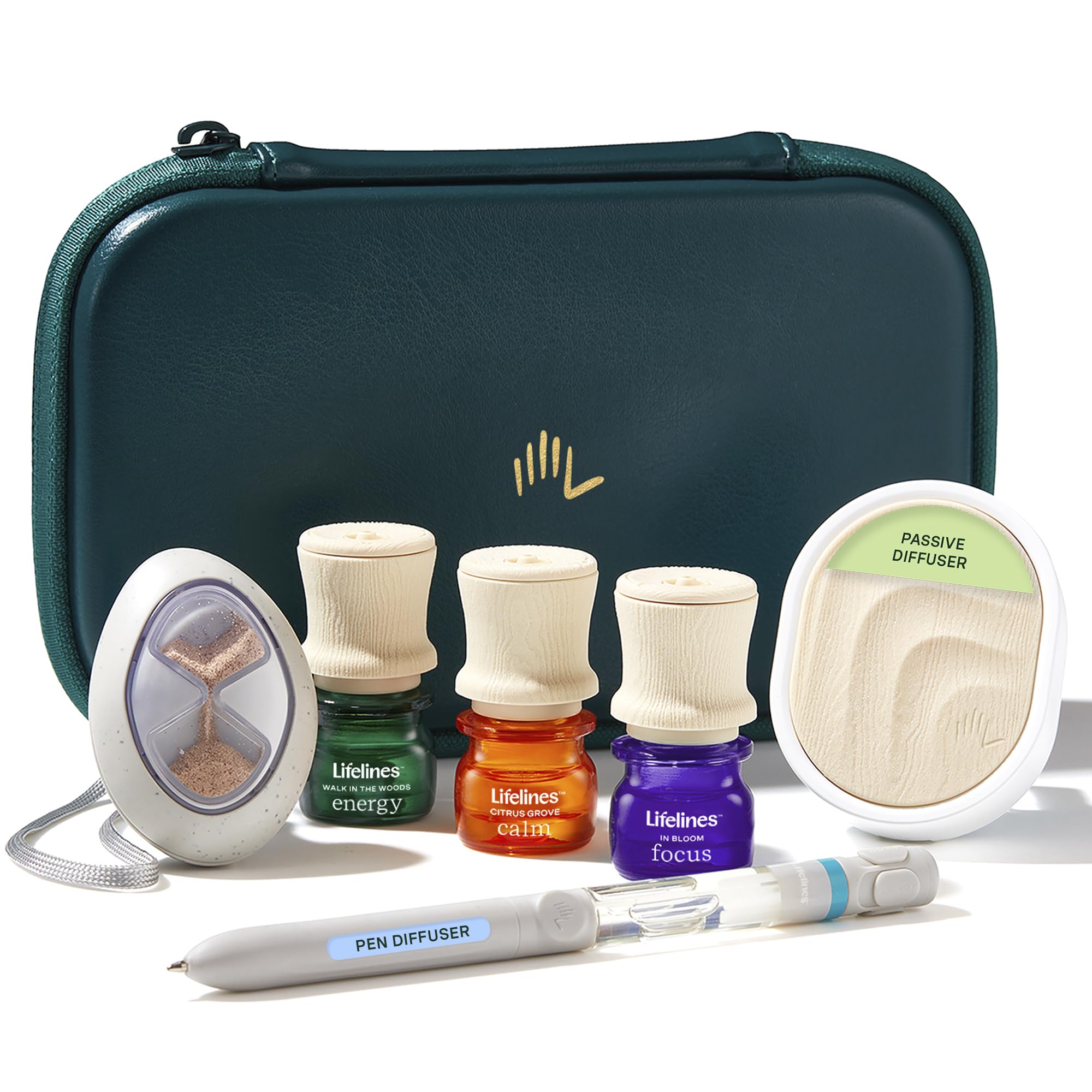 Lifelines Sensory Essentials Travel Set | Portable Diffuser, Fidget Stone & 3 Essential Oil Blends