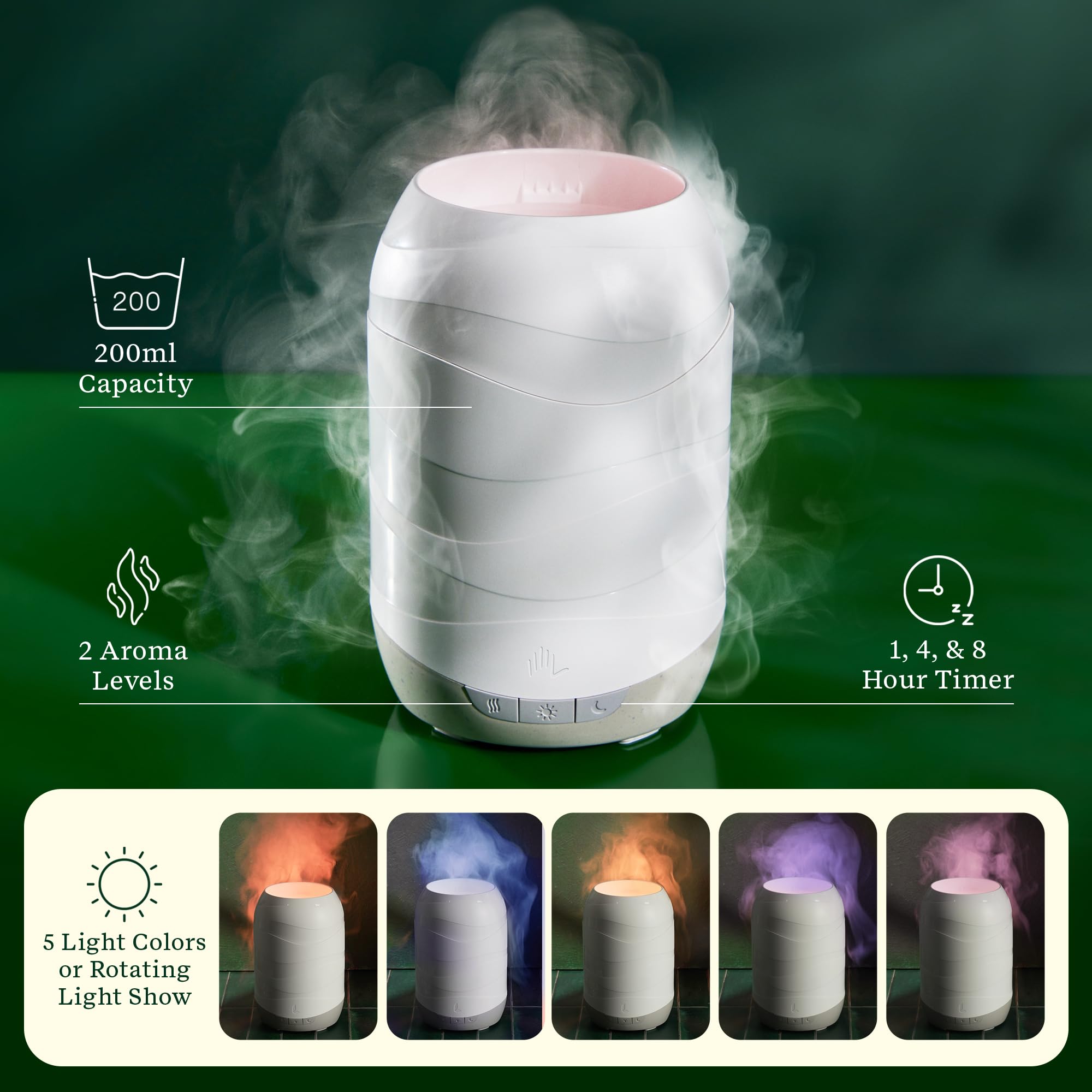 Lifelines Waves Ultrasonic Diffuser 200ml | Citrus Grove Essential Oil Blend | Aromatherapy, Lights, Timers & Auto-Shutoff