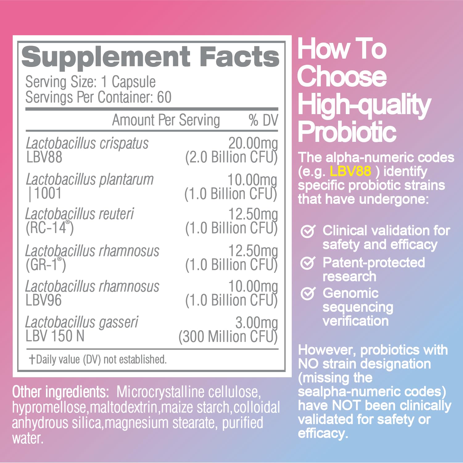 Life-Space Probiotic for Women – 60 Count, 6.3B CFU, 6 Strains, Vaginal Health & pH Balance