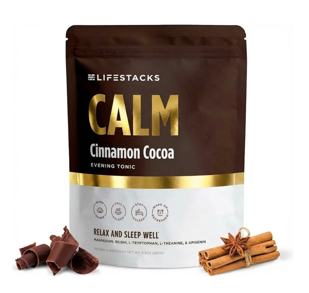 LIFESTACKS Calm Evening Tonic Sleep Powder – Cinnamon-Cocoa Nighttime Drink Mix
