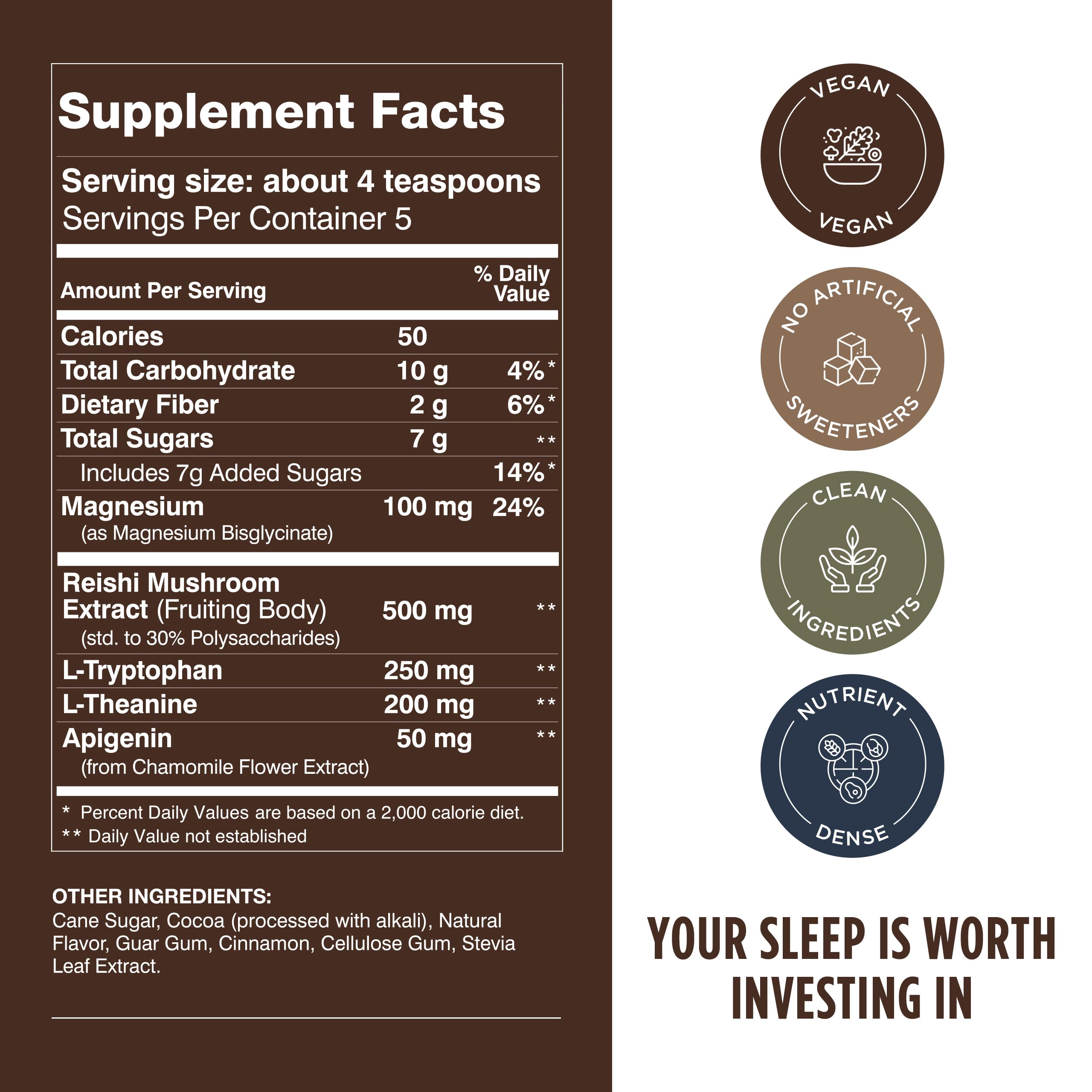 LIFESTACKS Calm Evening Tonic Sleep Powder - Cinnamon-Cocoa Nighttime Drink