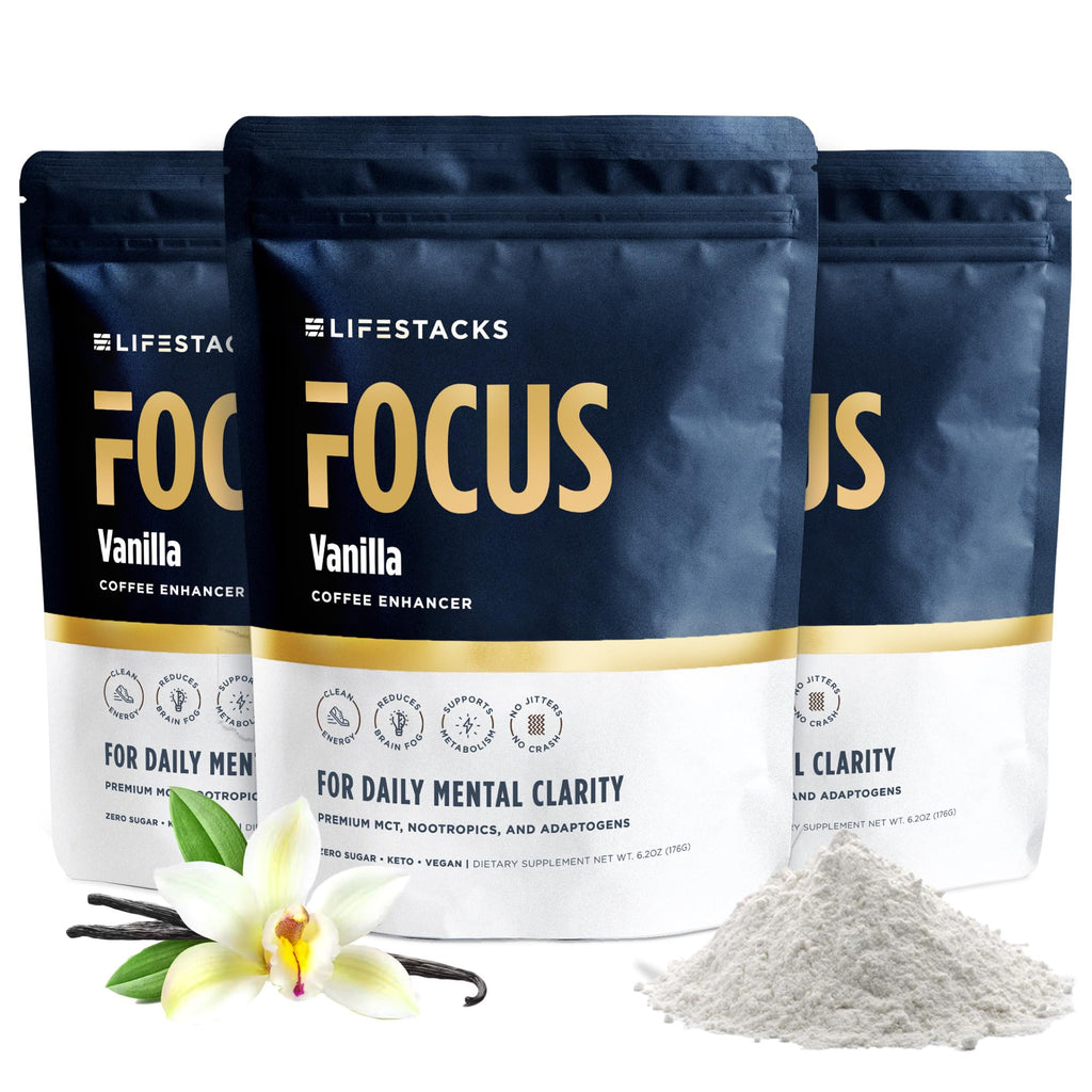 LIFESTACKS Vanilla MCT Oil 3-Pack - Boost Energy & Focus