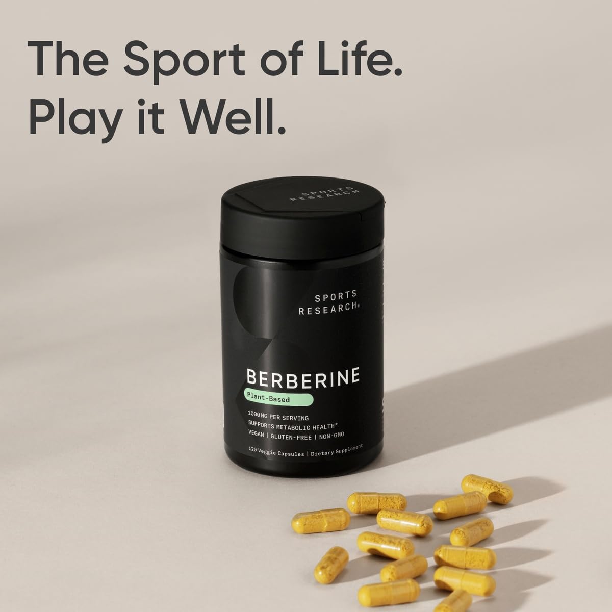 Sports Research Berberine 500mg – 120 Veggie Capsules | Vegan, Gluten-Free, Non-GMO
