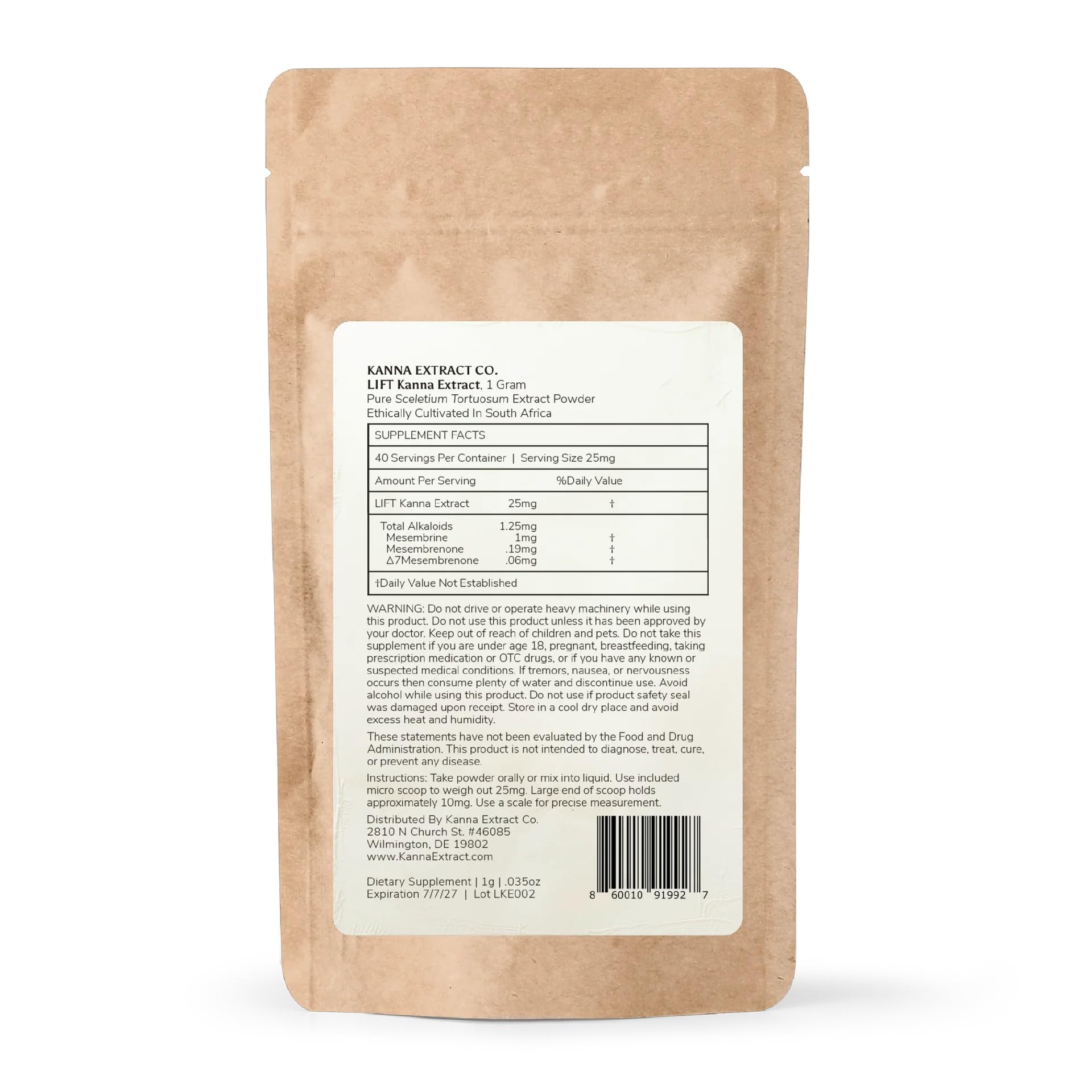 Lift Kanna Extract Powder – 5% Alkaloids, 80% Mesembrine | Lab Tested