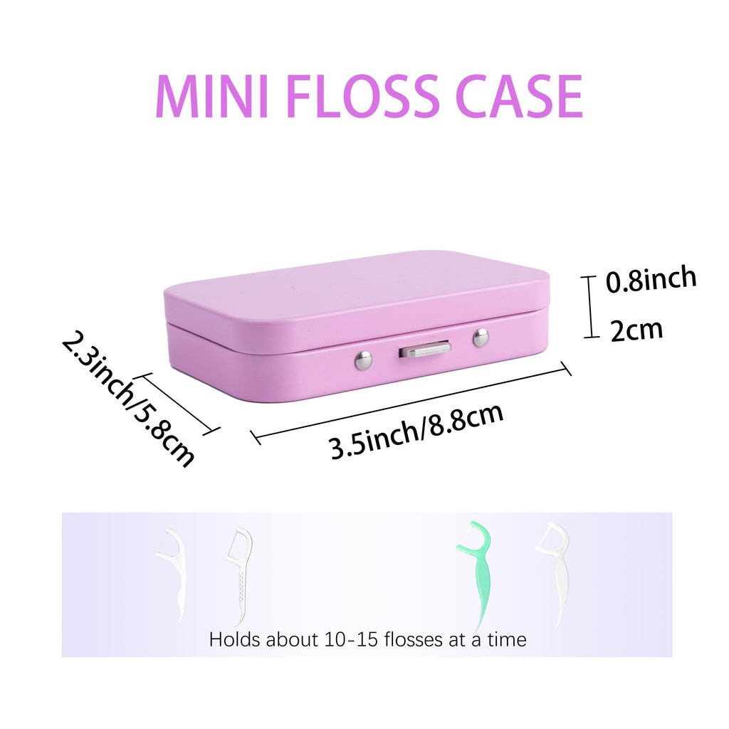 LIGHUFEIC 2-Pack Dental Floss Portable Case with Mirror – Refillable Floss Pick Holder, Travel Pink