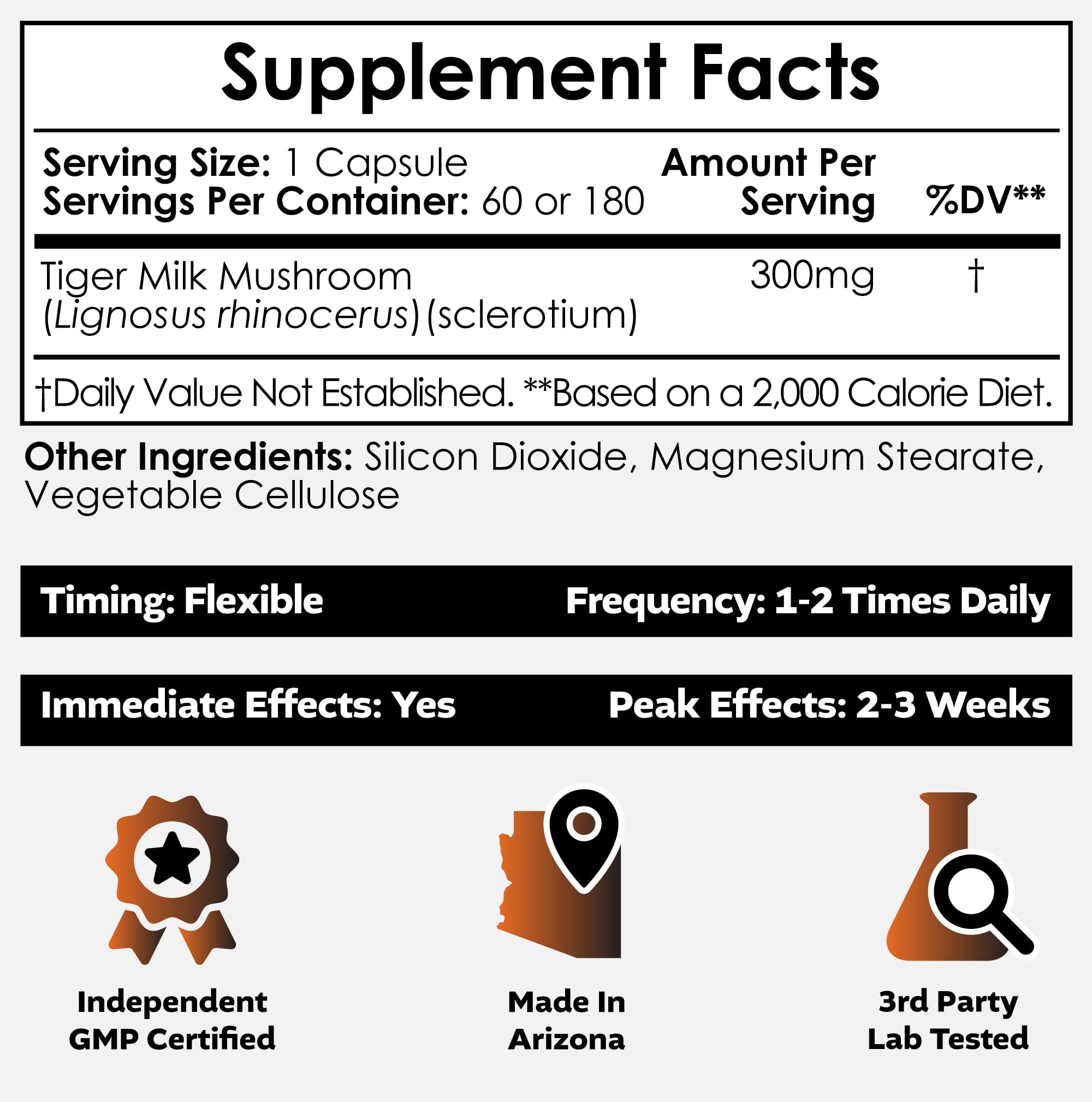 Nootropics Depot Tiger Milk Mushroom Capsules 300mg - 60 Count | Lignosus rhinocerus Sclerotium | Cognition, Histamine & Respiratory Support