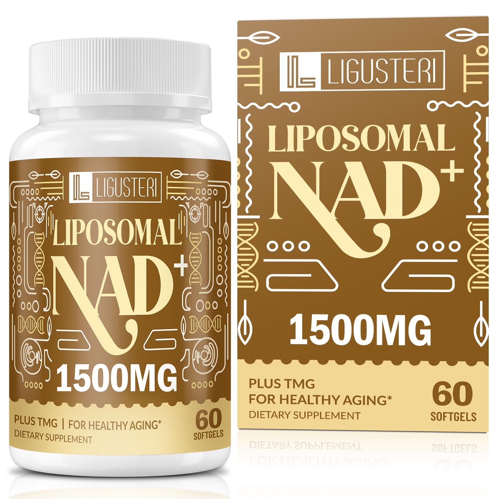 LIGUSTERI 1500 MG Liposomal NAD+ | 98%+ Absorption | NAD+ Supplement for Energy, Aging Defense, Longevity | 60 Softgels