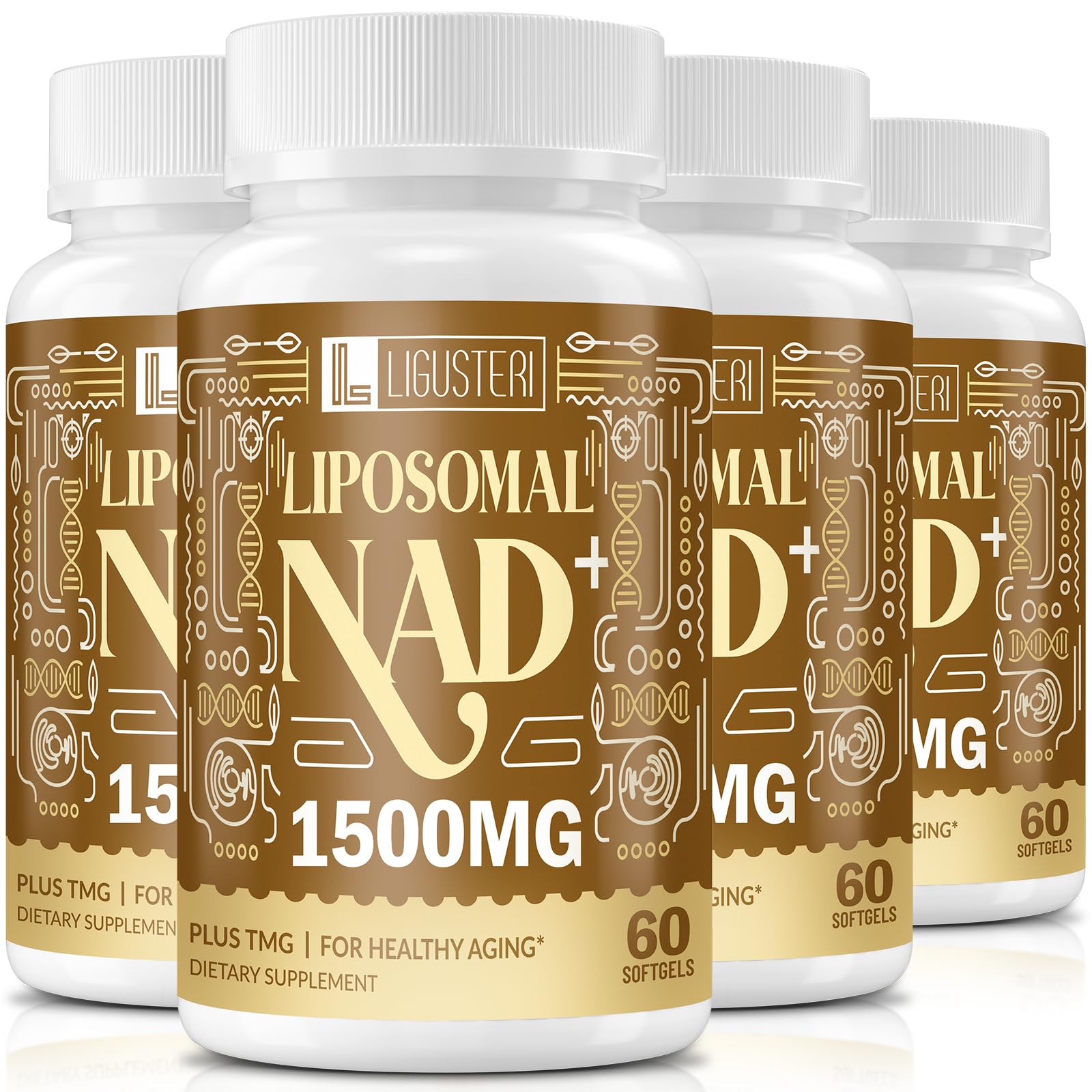 LIGUSTERI 1500 mg Liposomal NAD+ with TMG | NAD+ Supplement for 98%+ Absorption, Energy, Longevity & Aging Defense - 240 Softgels