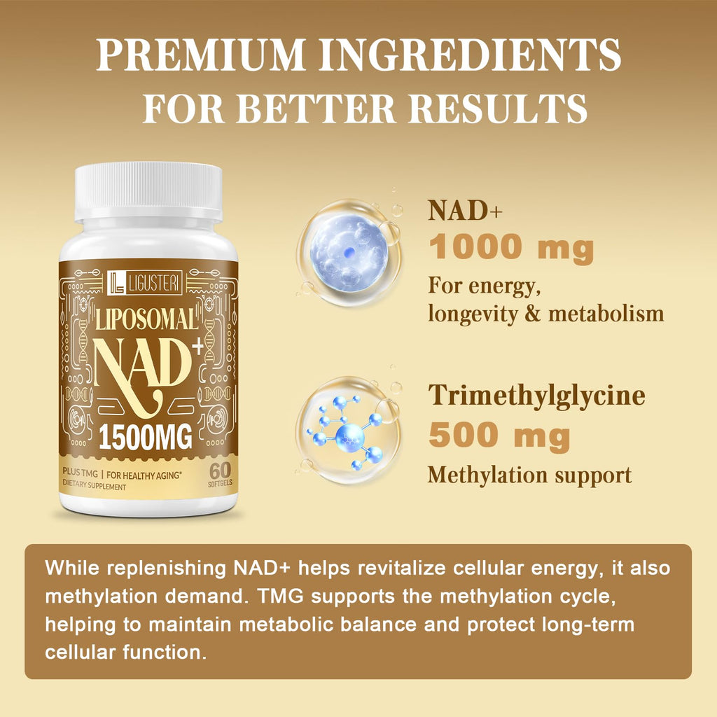 LIGUSTERI 1500 MG Liposomal NAD+ + TMG — 360 Softgels
