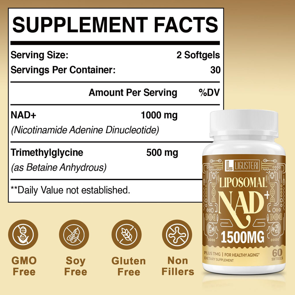 LIGUSTERI 1500 MG Liposomal NAD+ + TMG — 360 Softgels