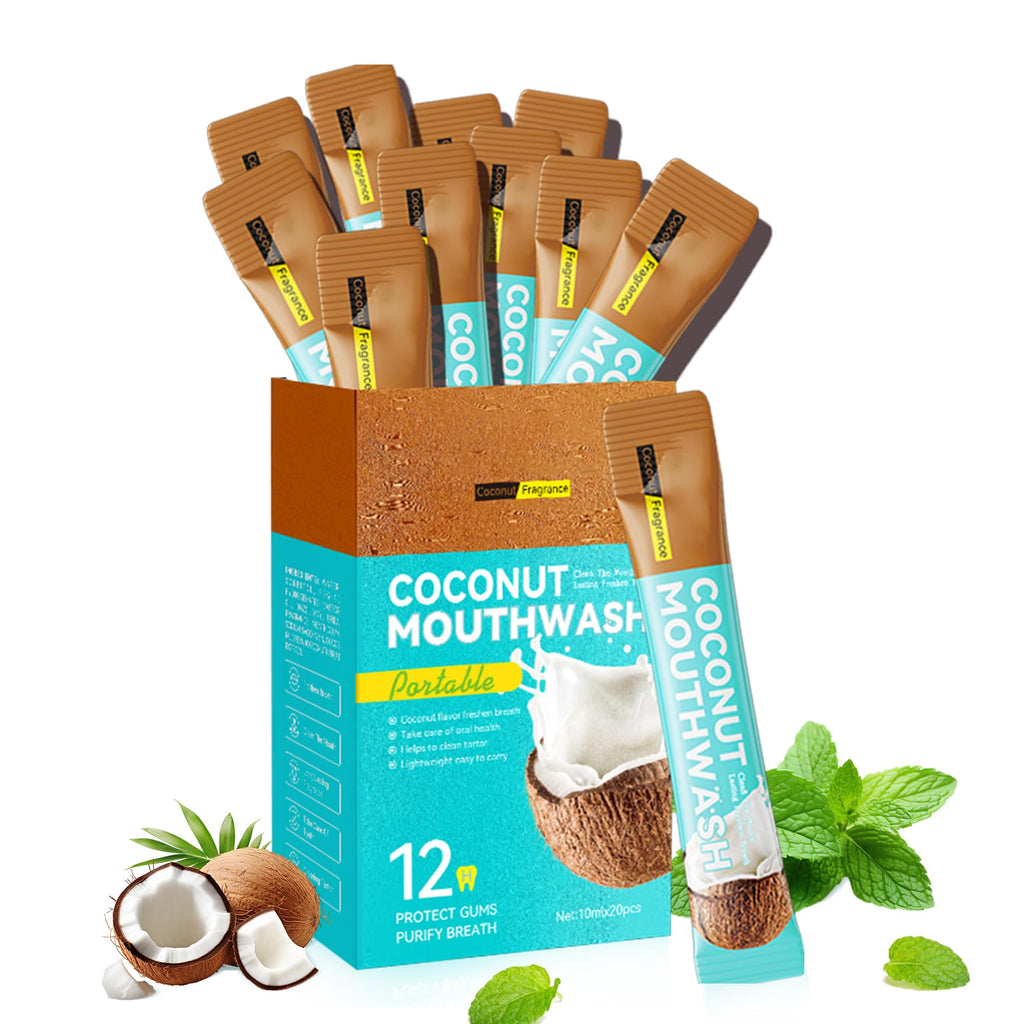 Liillya Coconut Mouthwash – Travel Size Packets, Alcohol-Free, TSA Compliant
