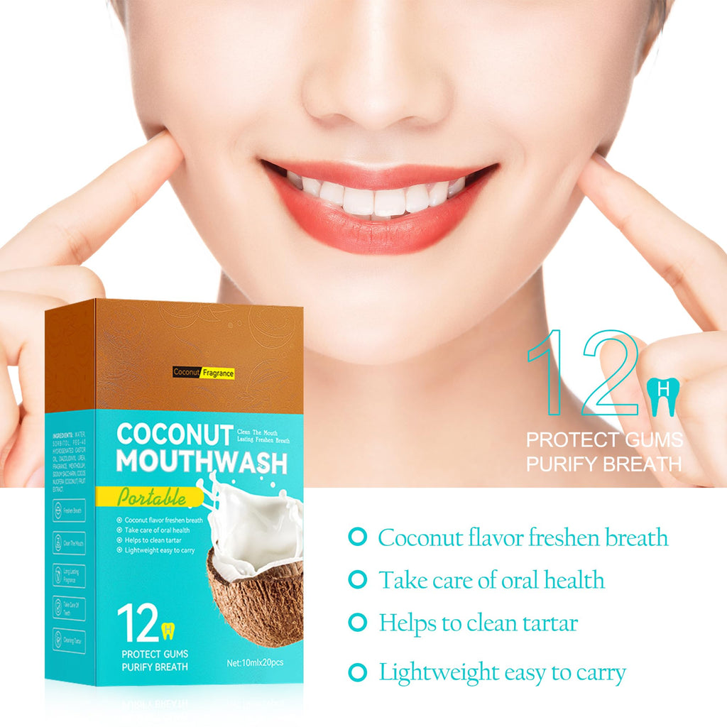 Liillya Coconut Mouthwash – Travel Size Packets, Alcohol-Free, TSA Compliant