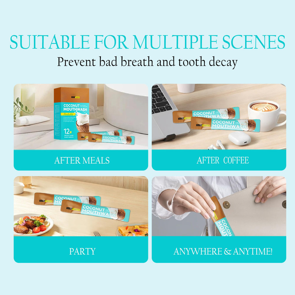 Liillya Coconut Mouthwash – Travel Size Packets, Alcohol-Free, TSA Compliant