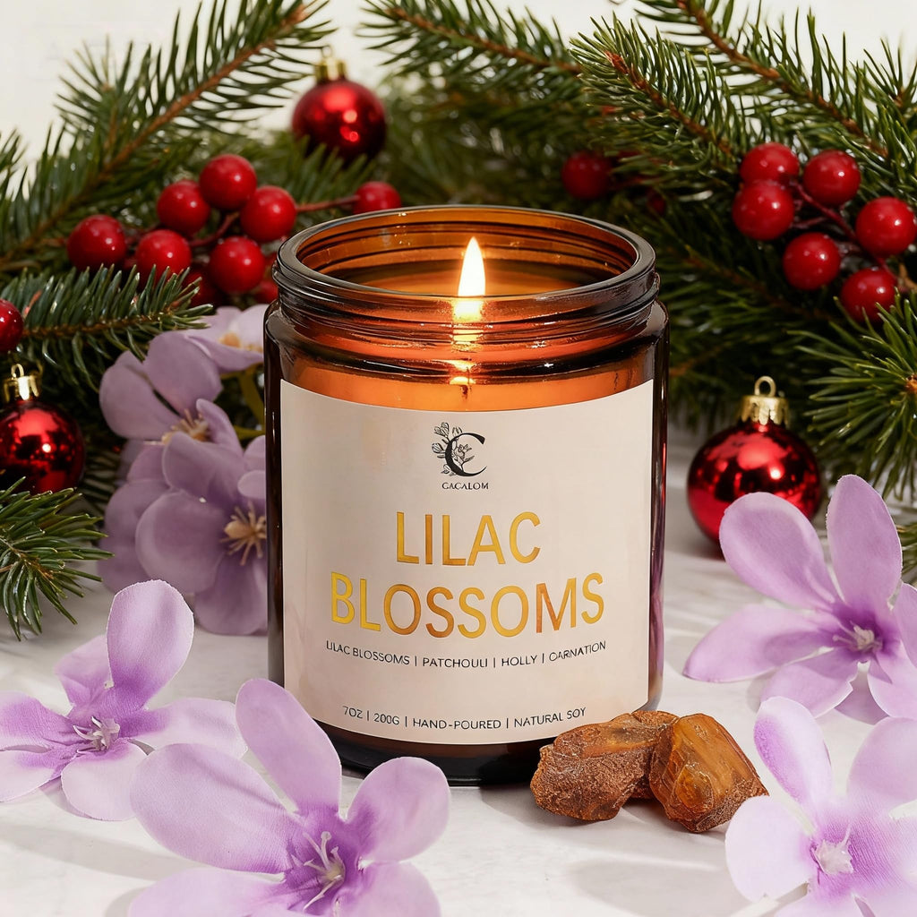 Lilac Scented Candles for Fall Decor - 7oz Long-Lasting Floral Aromatherapy