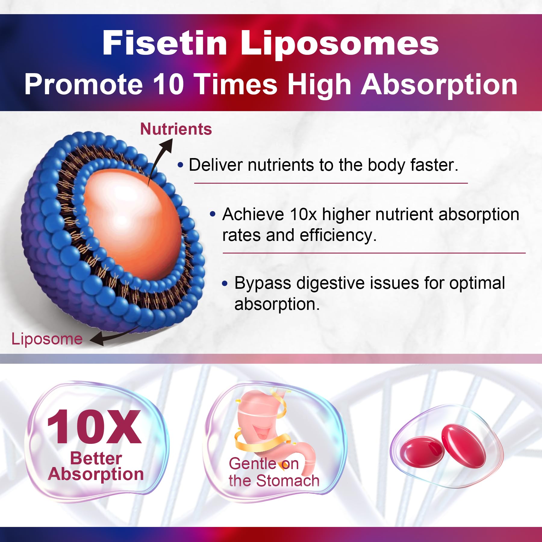 LILICARE Fisetin Supplement - Liposomal Super Absorption 98% Pure 1200mg with Quercetin, Resveratrol, Green Tea Extract for Healthy Aging & Longevity, Skin Health, Brain & Antioxidant - 60 Softgels