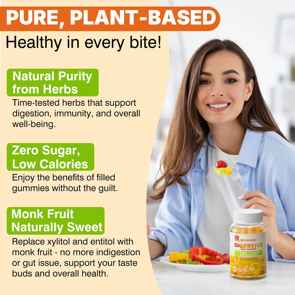 LILICARE Ginger Chews Gummies - Nausea & Digestive Support (60-count, Sugar Free)