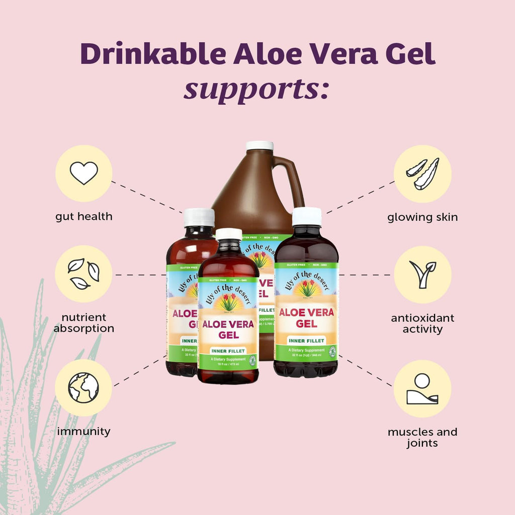 Lily Of The Desert Organic Aloe Vera Juice 2-Pack – Inner Fillet, Gut Health & Digestive Support, 32 Fl Oz Ea