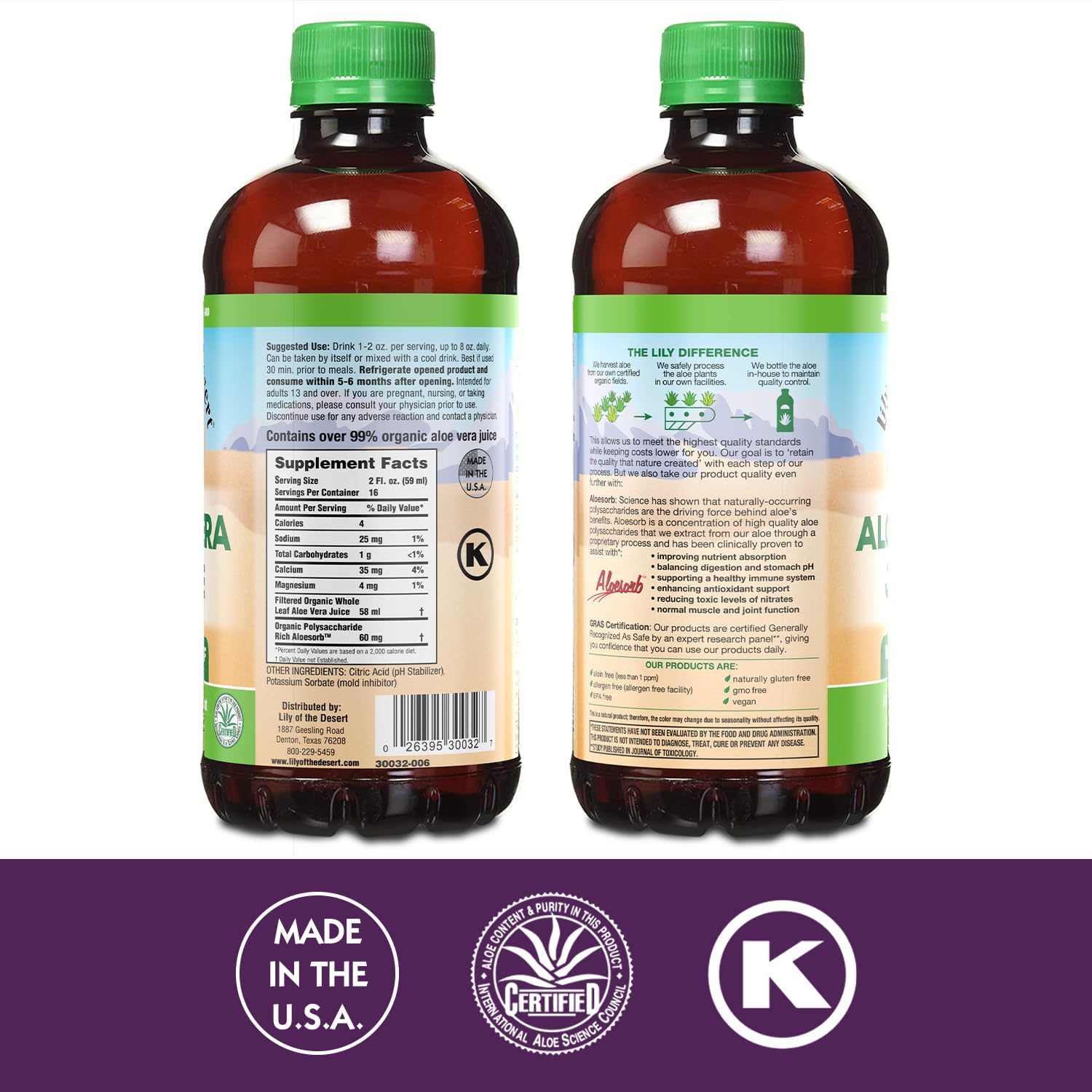 Lily of the Desert Aloe Vera Supplement – Whole Leaf, 32 Fl Oz, 2 Count