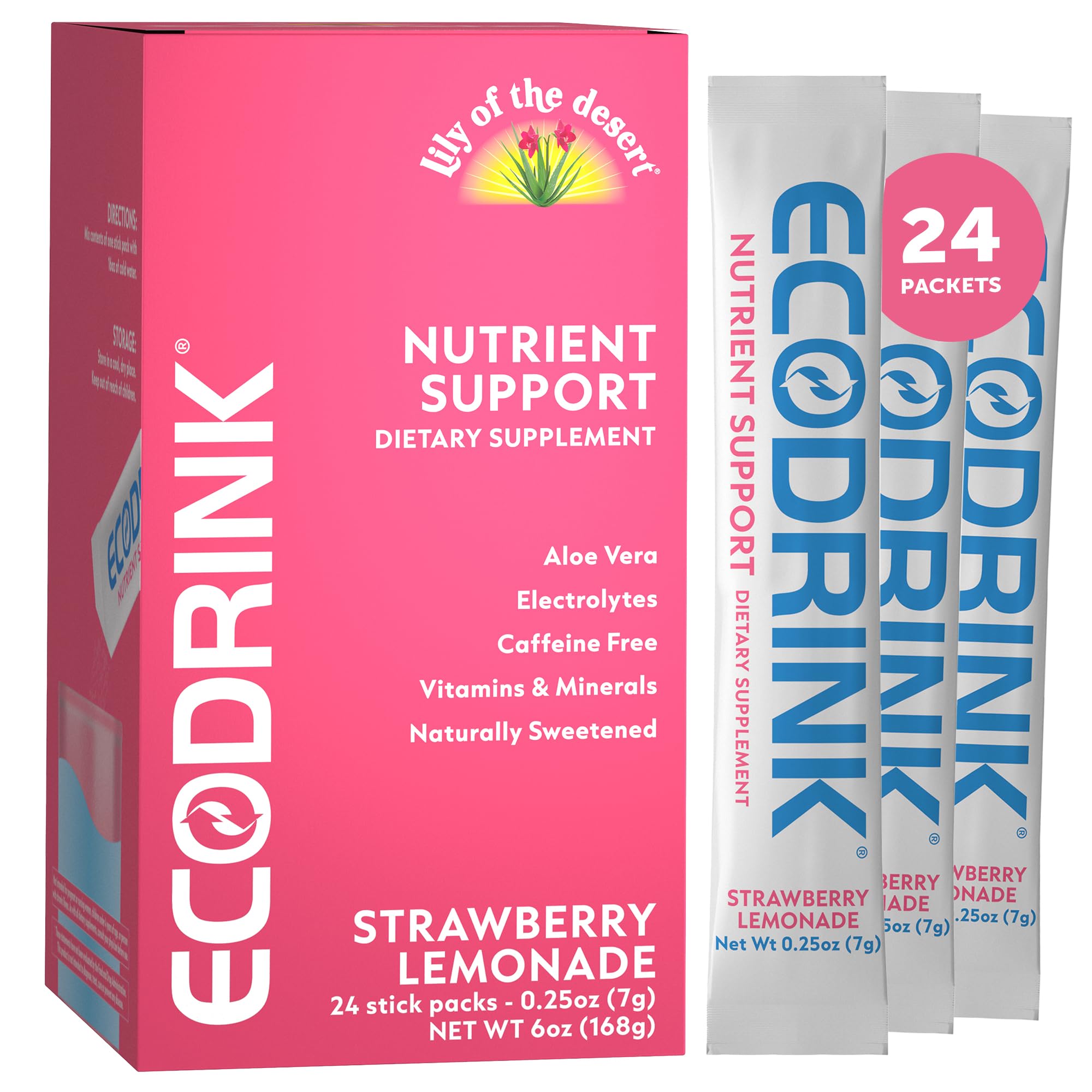 Lily of the Desert EcoDrink Strawberry Lemonade Hydration Packets - 24-Pack