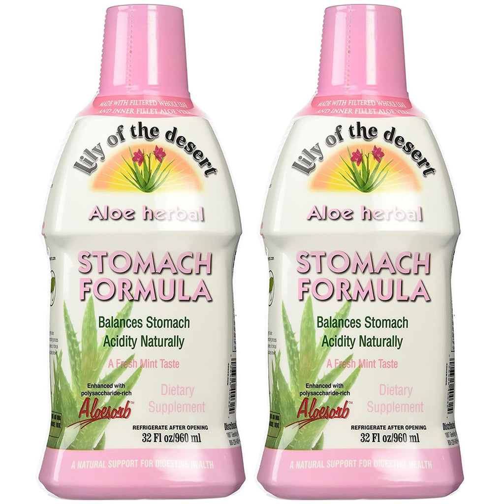 Lily Of The Desert Stomach Formula – Organic Aloe Vera Juice with Slippery Elm & Herbs (Pack of 2)