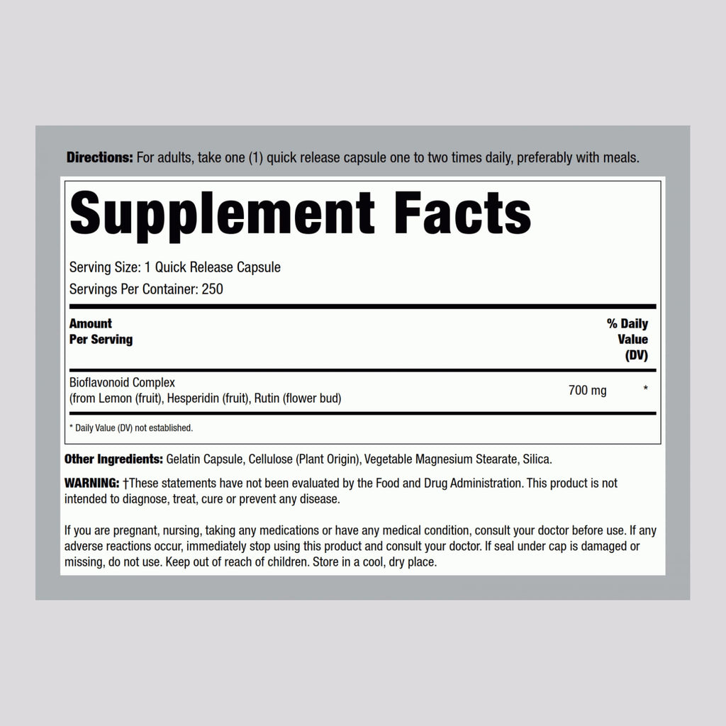 Lindberg Lemon Bioflavonoid Complex - 700mg, 250 Caps | Non-GMO, Gluten Free