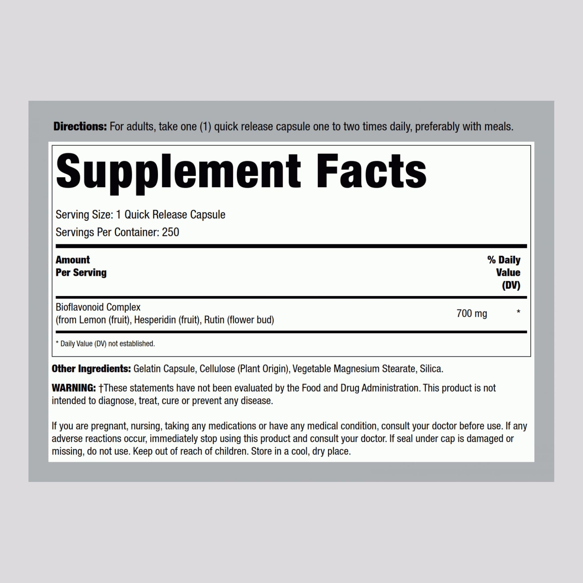 Lindberg Lemon Bioflavonoid Complex - 700mg, 250 Caps | Non-GMO, Gluten Free