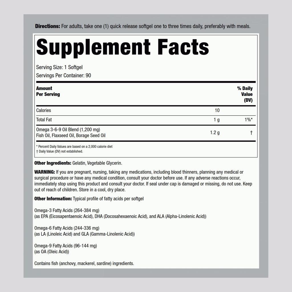 Lindberg Omega 3-6-9 Supplements 1200mg | 90 Softgels | Non-GMO Gluten Free | Pack of 2