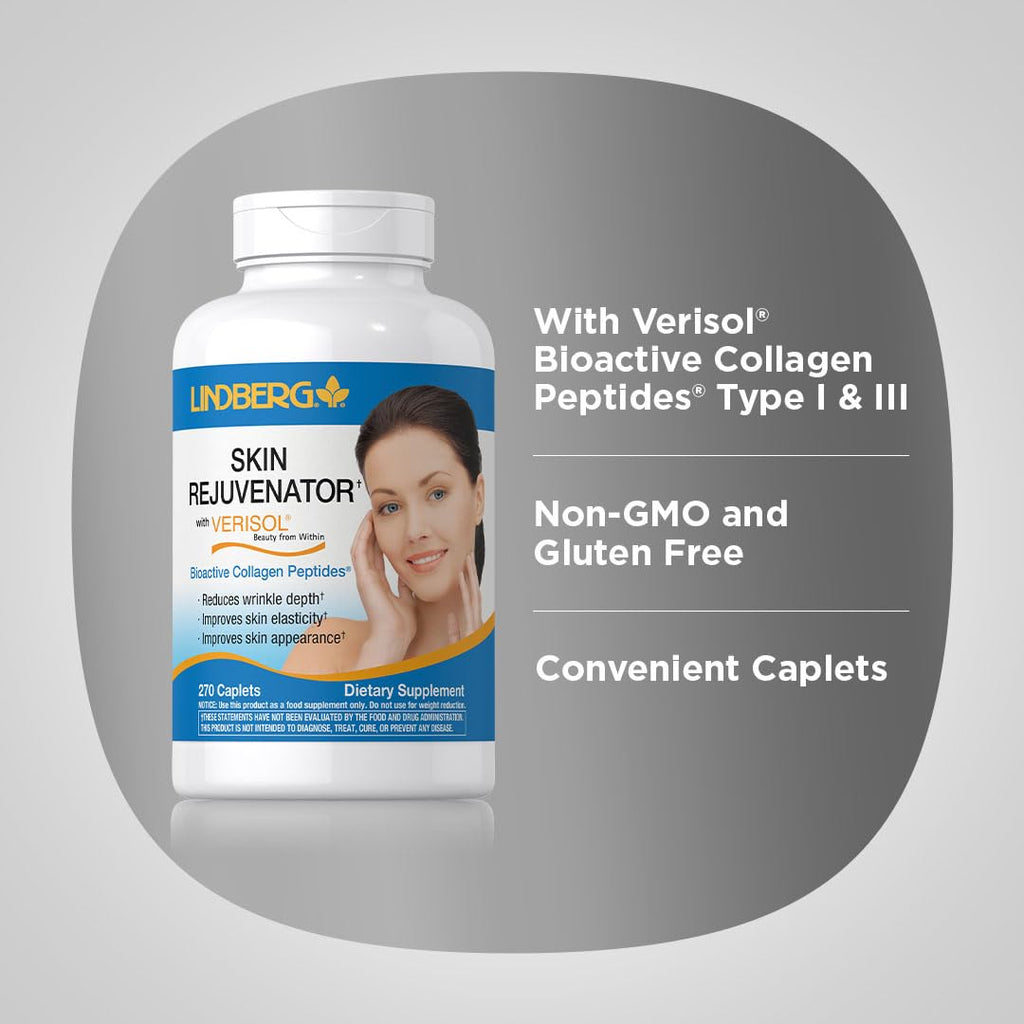 Lindberg Skin Rejuvenator with Verisol | 270 Tablets | Collagen Peptides for Hair, Skin & Nails