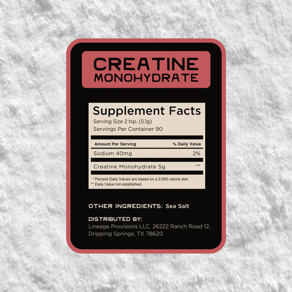 Lineage Provisions Micronized Creatine Monohydrate with Sea Salt – Micronized Creatine Powder for Training & Performance | 90 Servings