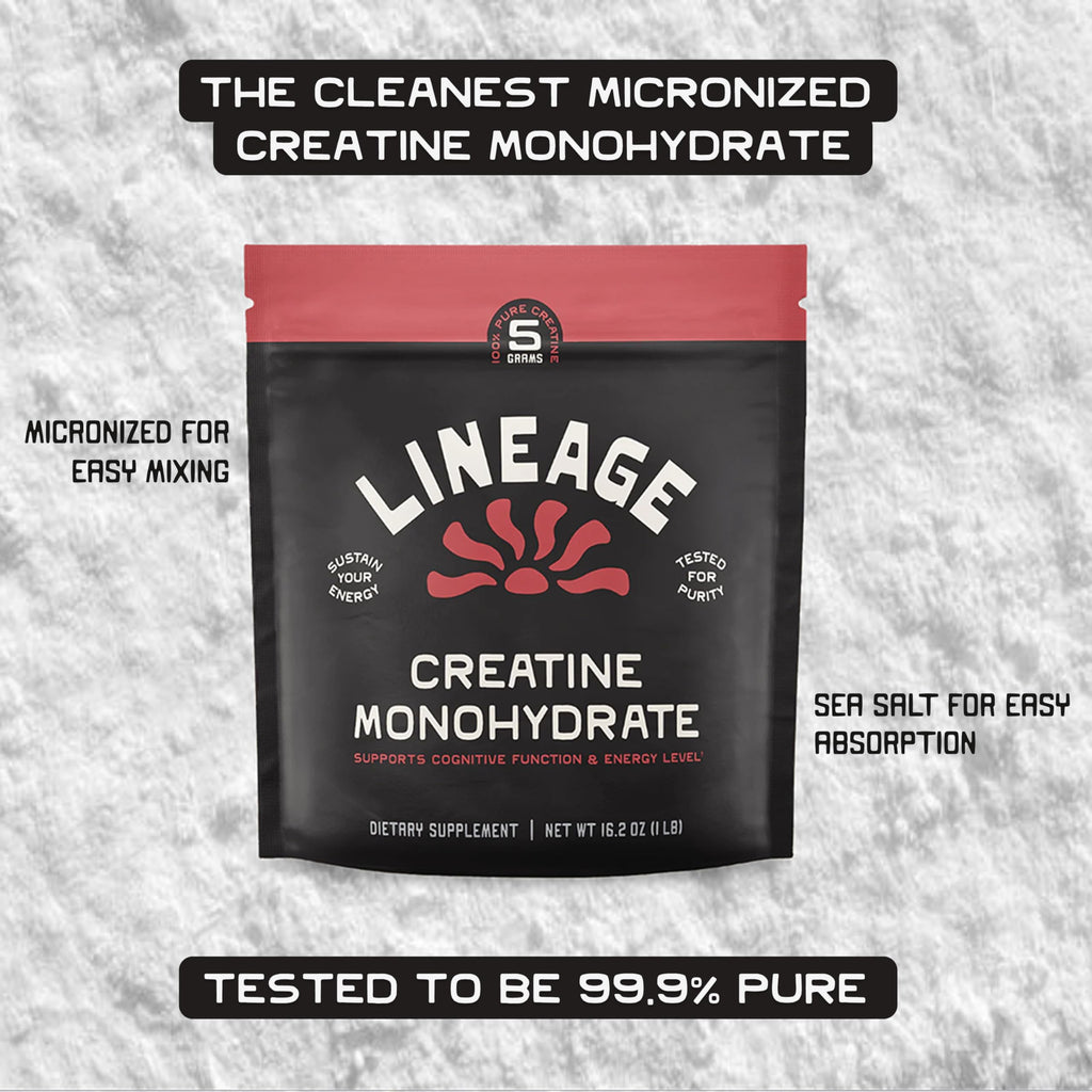 Lineage Provisions Micronized Creatine Monohydrate with Sea Salt – Micronized Creatine Powder for Training & Performance | 90 Servings