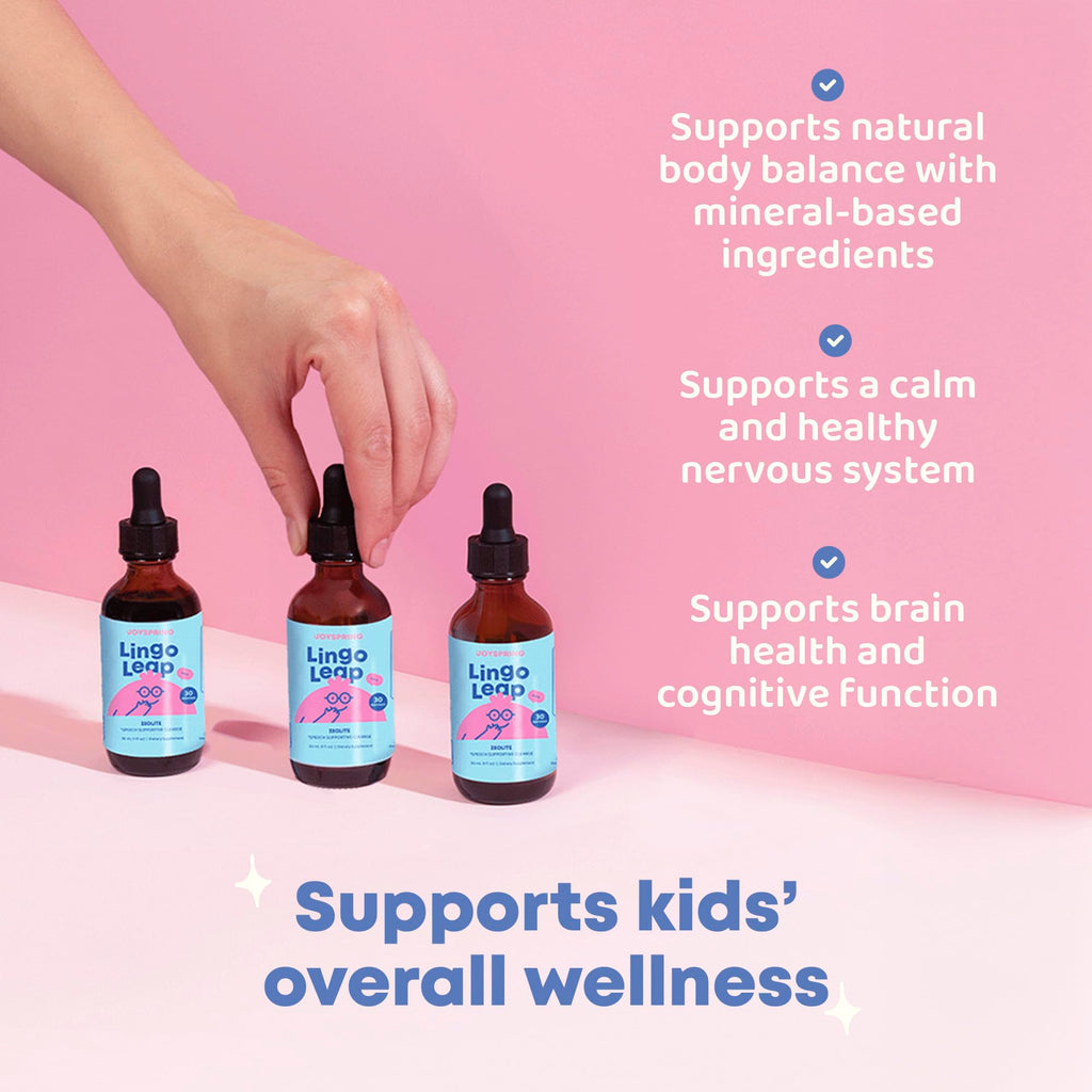 JoySpring LingoLeap: Liquid Kids Formula with Zeolite Clinoptilolite, Methylated B12 & Vitamin D3 | Ages 3+ | 1 fl oz