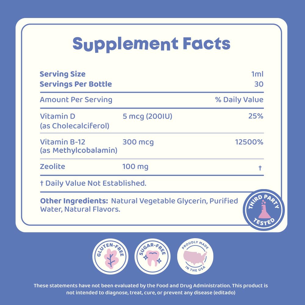 JoySpring LingoLeap: Liquid Kids Formula with Zeolite Clinoptilolite, Methylated B12 & Vitamin D3 | Ages 3+ | 1 fl oz