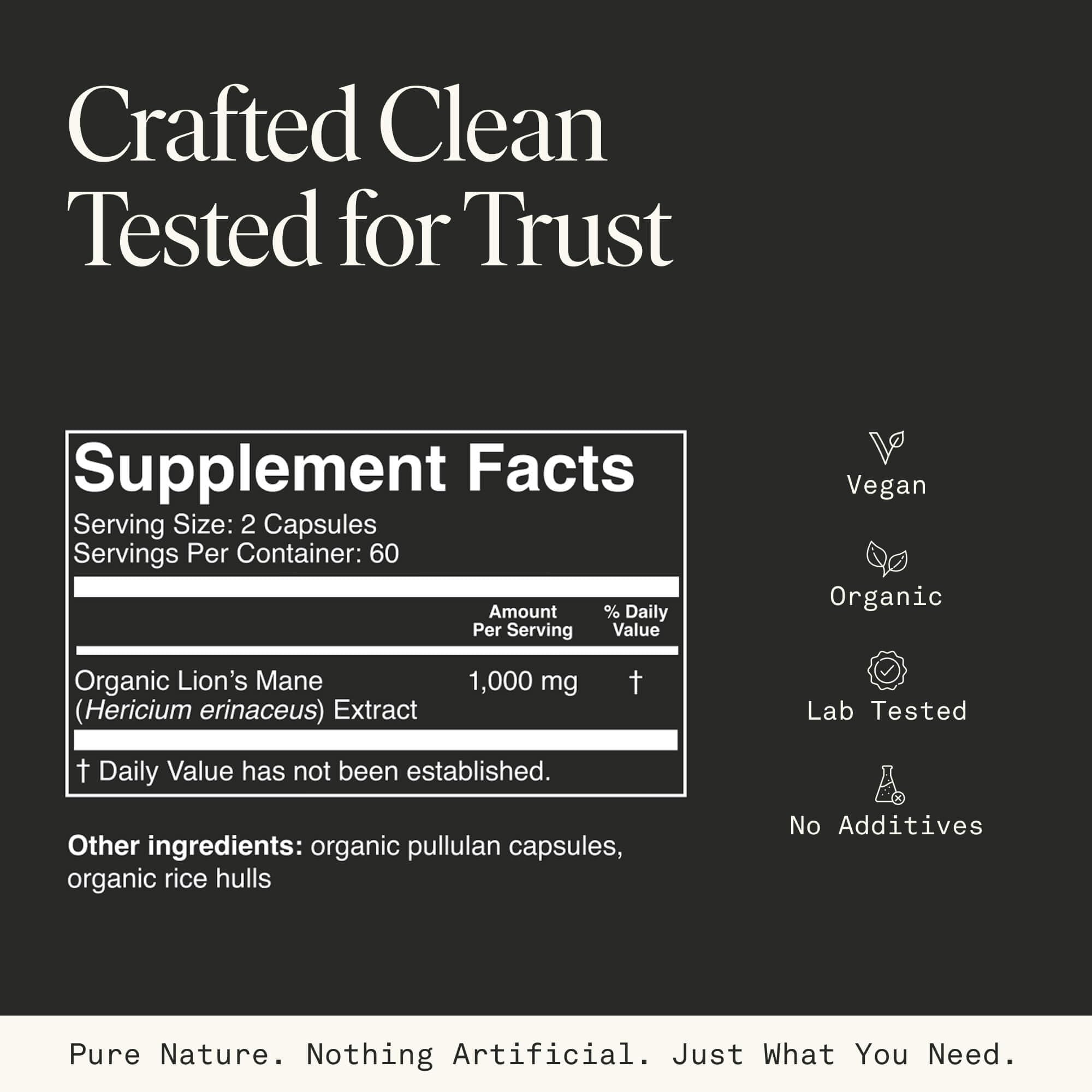 Lions Mane Mushroom Capsules – Memory, Focus & Mood Support | USDA Organic, Vegan, 120 Caps