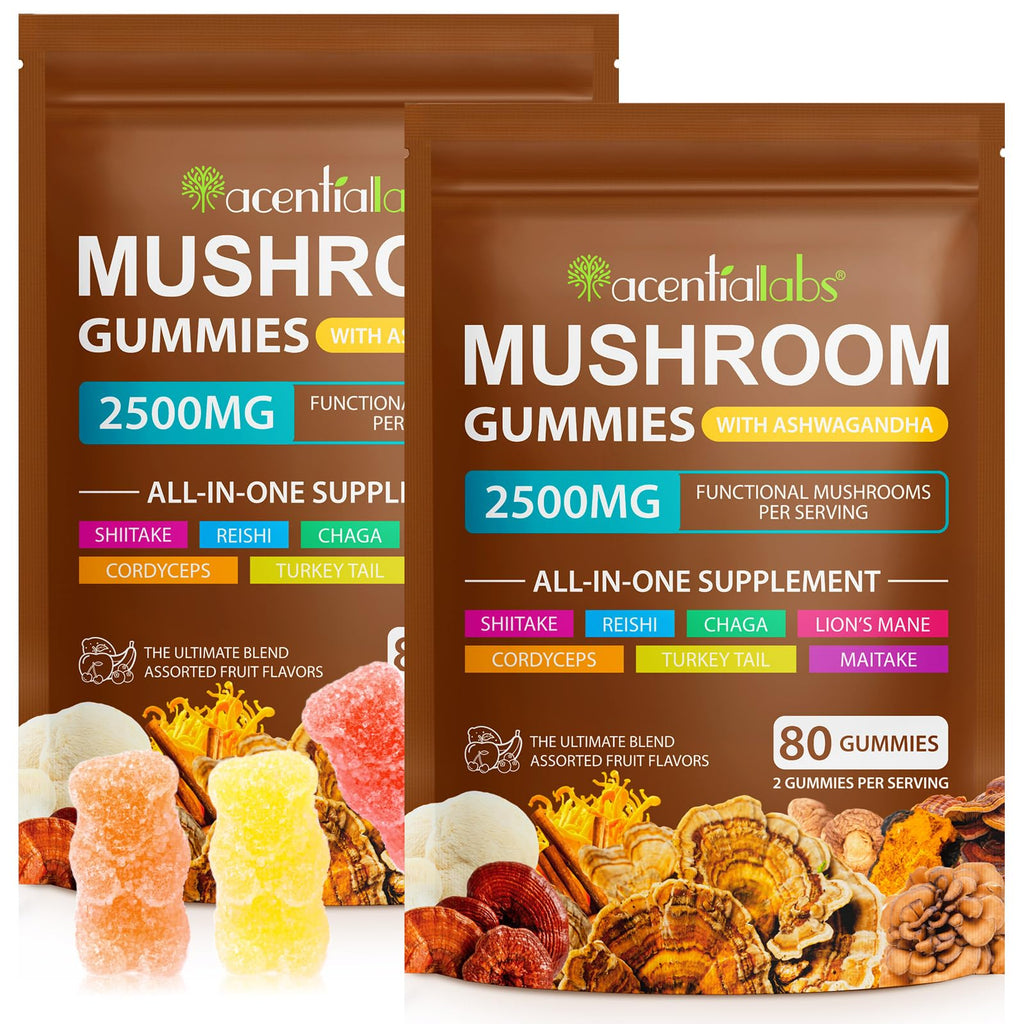 Lions Mane Mushroom Gummies Supplement Blend Organic Reishi, Cordyceps & More, Boosts Energy, Memory, Immunity - 80 Gummies (2)