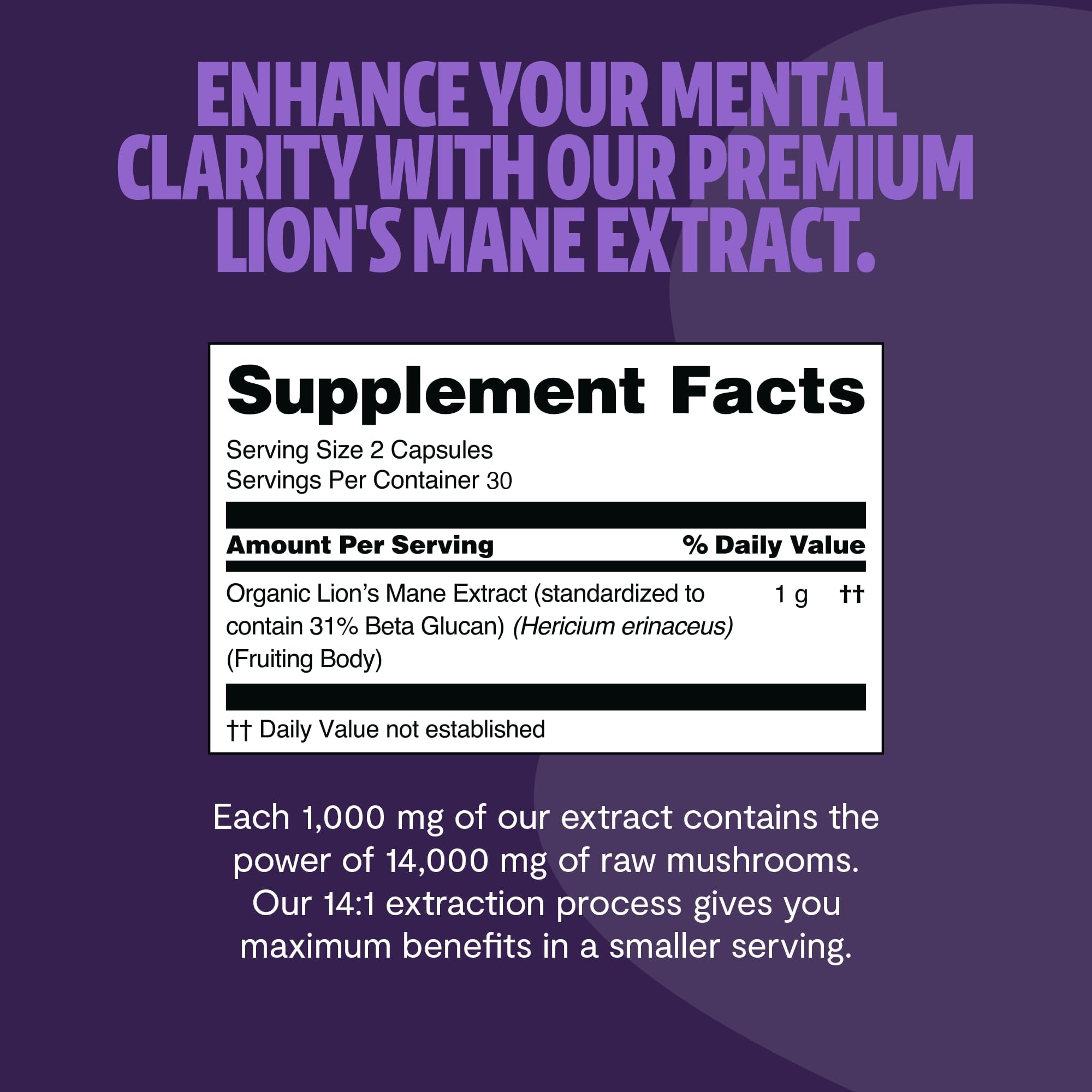 FreshCap Lions Mane Supplement Capsules 14,000mg — Brain Support, Memory & Focus (180 Capsules)