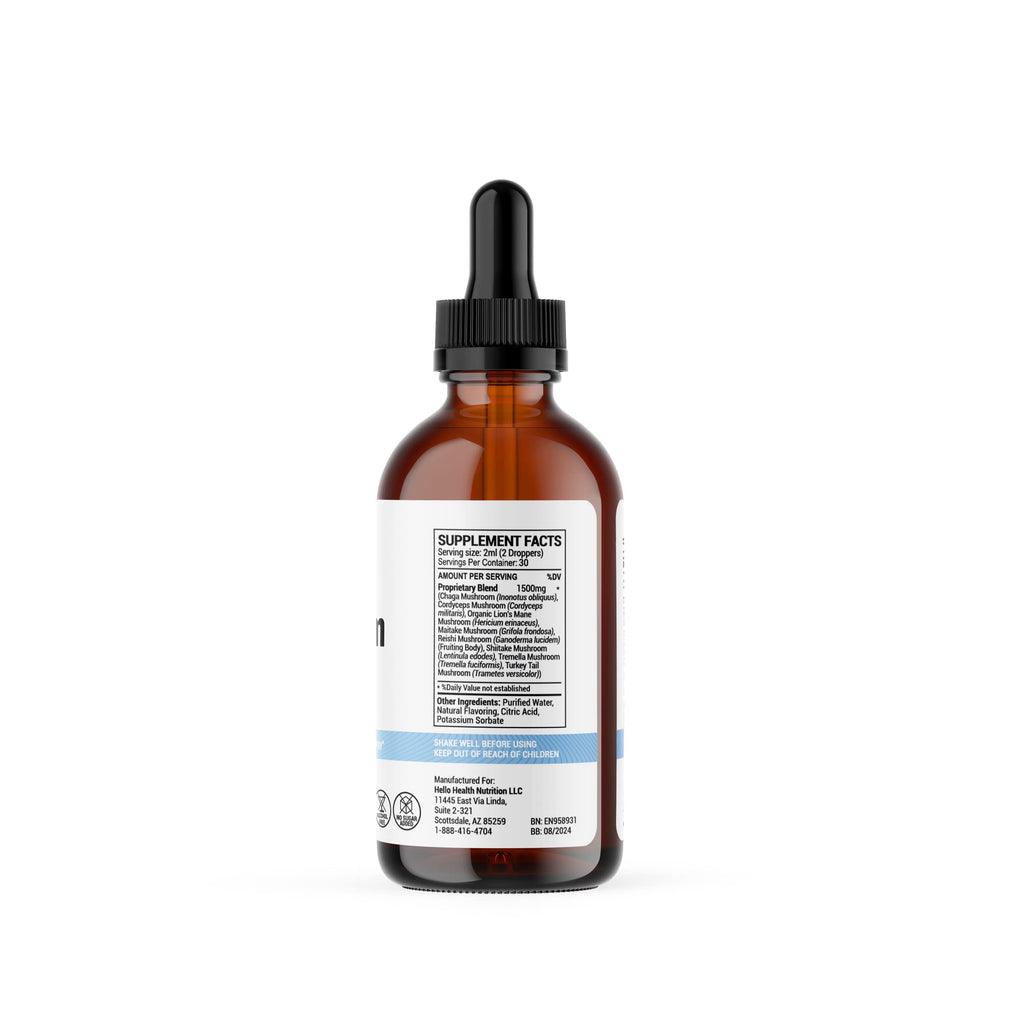 8-in-1 Mushroom Liquid Drops – Nootropic Brain Support (2 oz)