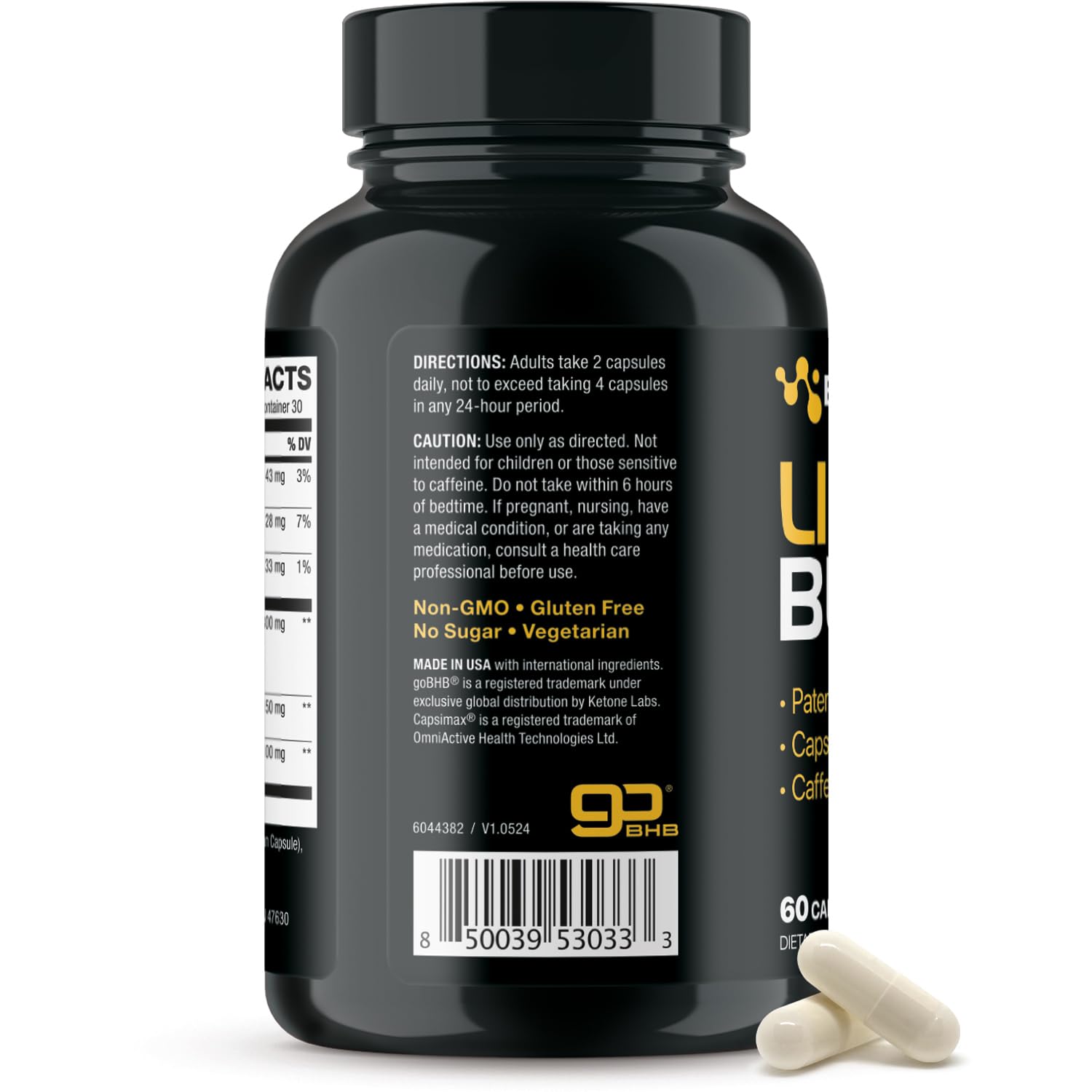 Lipo Burn Keto BHB – Exogenous Ketones with Capsimax & Caffeine (1 Month) | Vegetarian & Non-GMO
