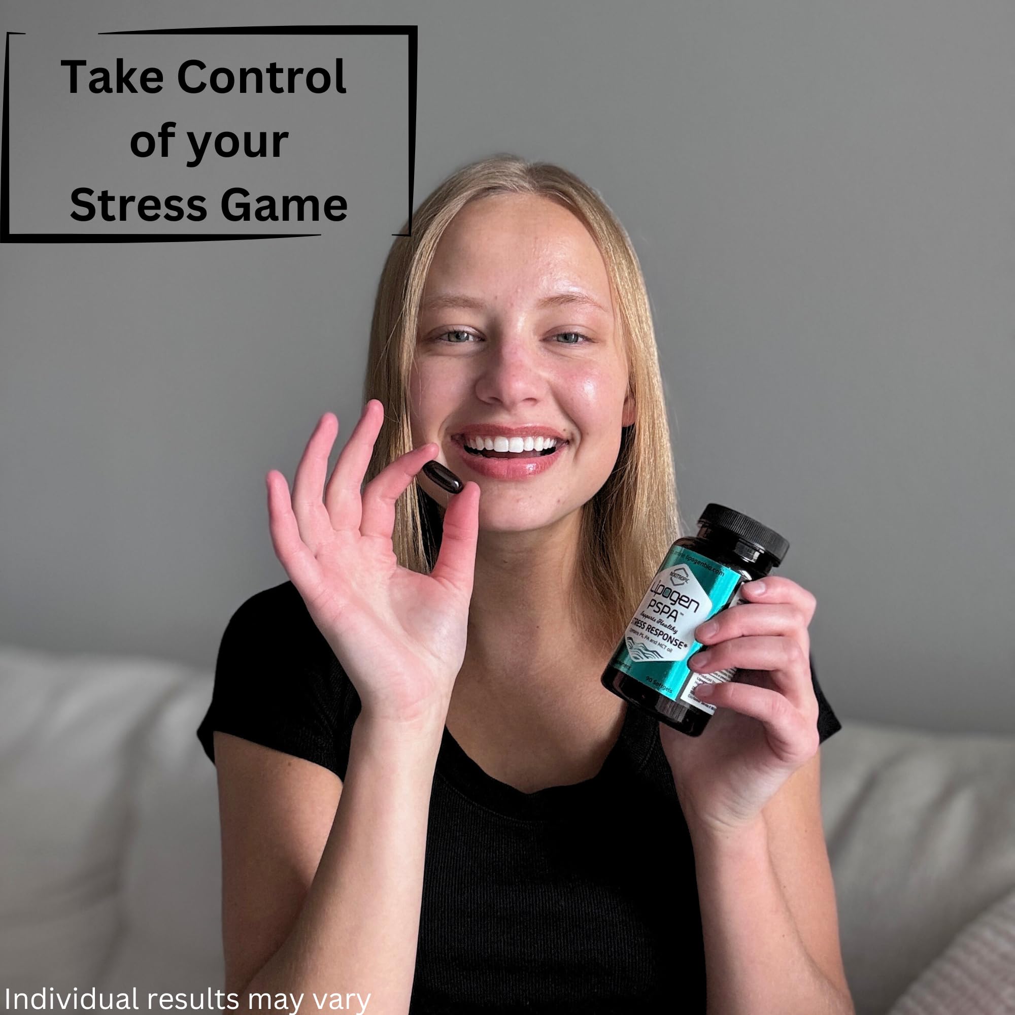 Lipogen PSPA Stress Relief Supplement and Cortisol Manager | Keeps You Calm and Relaxed | Support Immune System | Phosphatidylserine, Phosphatidic Acid: 90 softgels, 30 Days Supply