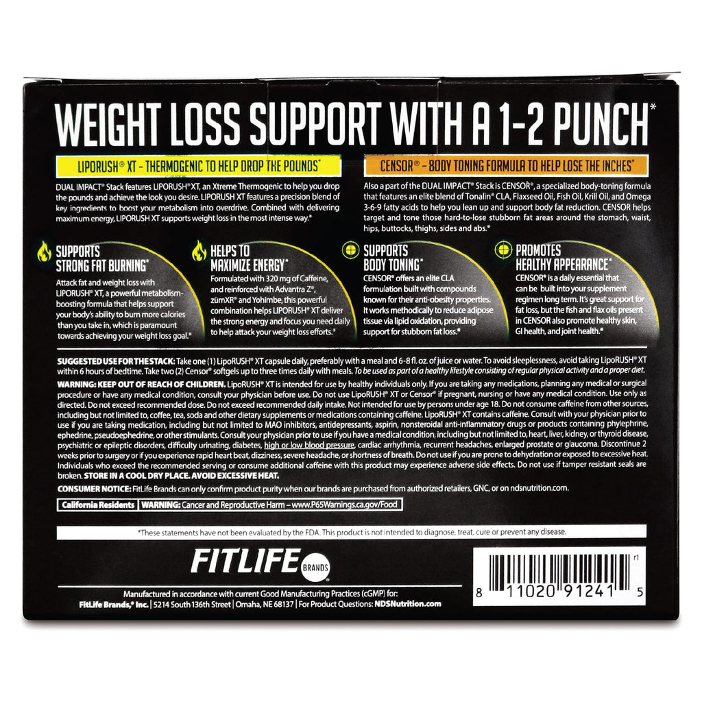LIPORUSH NDS Dual Impact Weight Loss Stack – Thermogenic + CLA Toner