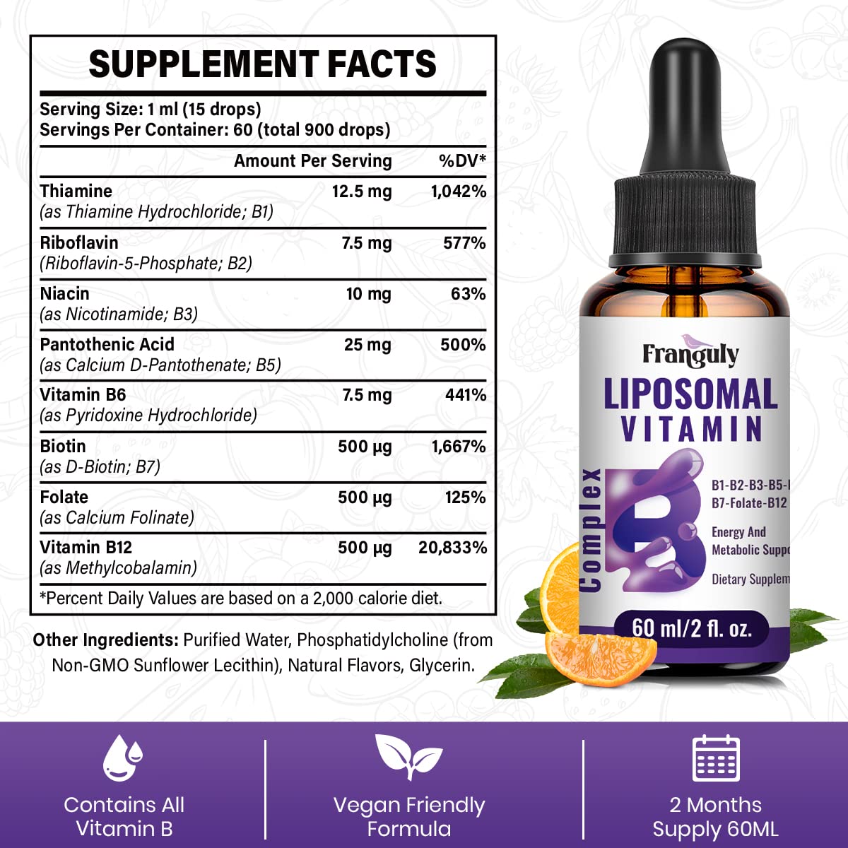 Franguly Liposomal Vitamin B Complex Liquid | High Absorption B-Complex
