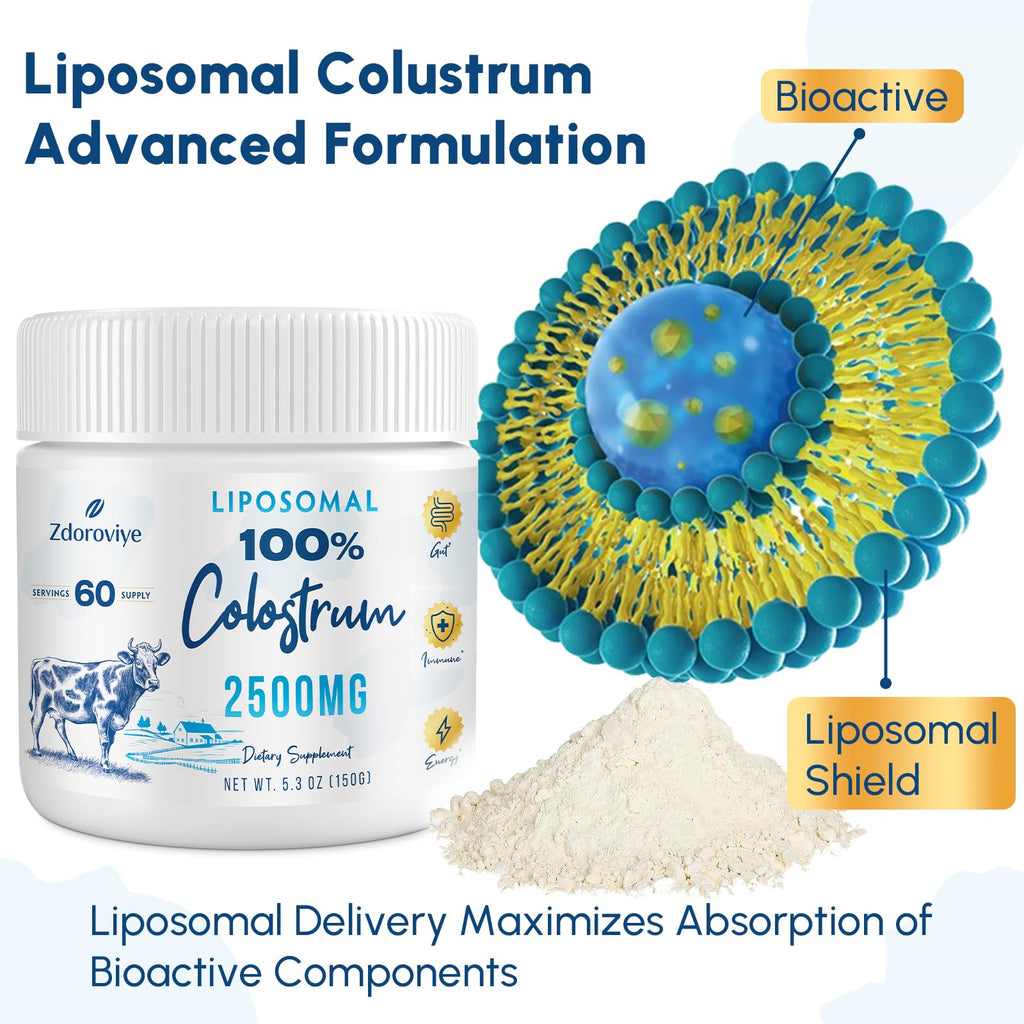 Liposomal Bovine Colostrum Powder 2500 mg | 60 Servings | Higher Absorption