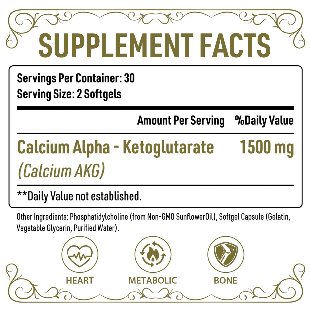 AJAXERRUE Liposomal Calcium AKG 1500 MG – Energy, Longevity & Metabolic Support | 600 Softgels