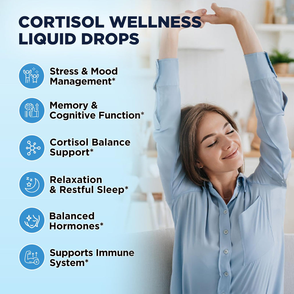 Liposomal Cortisol Liquid Drops for Women – Magnesium, Ashwagandha, L-Theanine & Phosphatidylserine