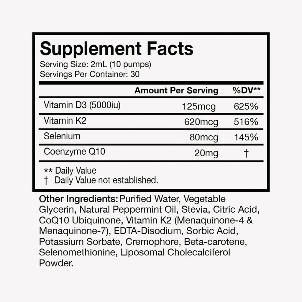 Terra Health Essentials Liposomal Vitamin D3 + K2 – Bone Health & Calcium Absorption | 1 Bottle, 30 Day Supply
