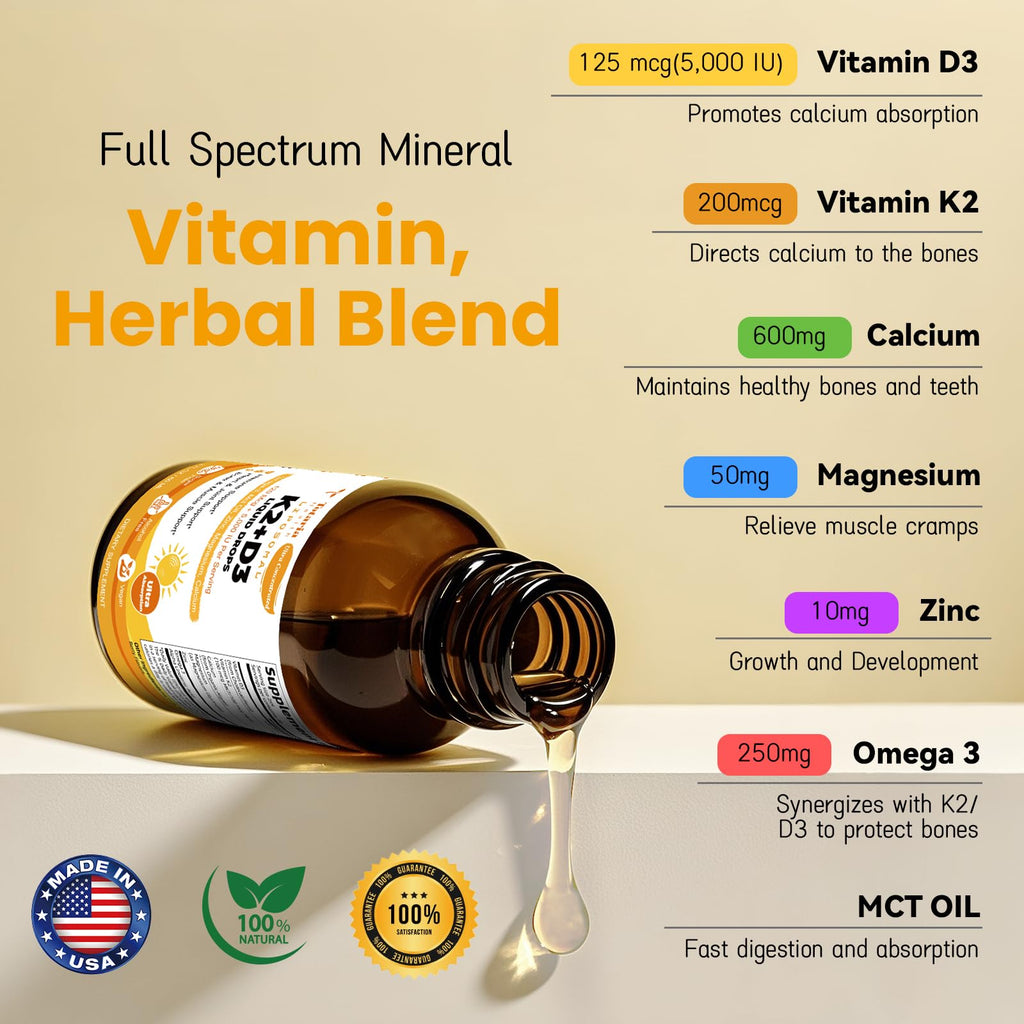 Liposomal D3 K2 Drops with MCT Oil – 5000 IU D3 + 200 mcg K2