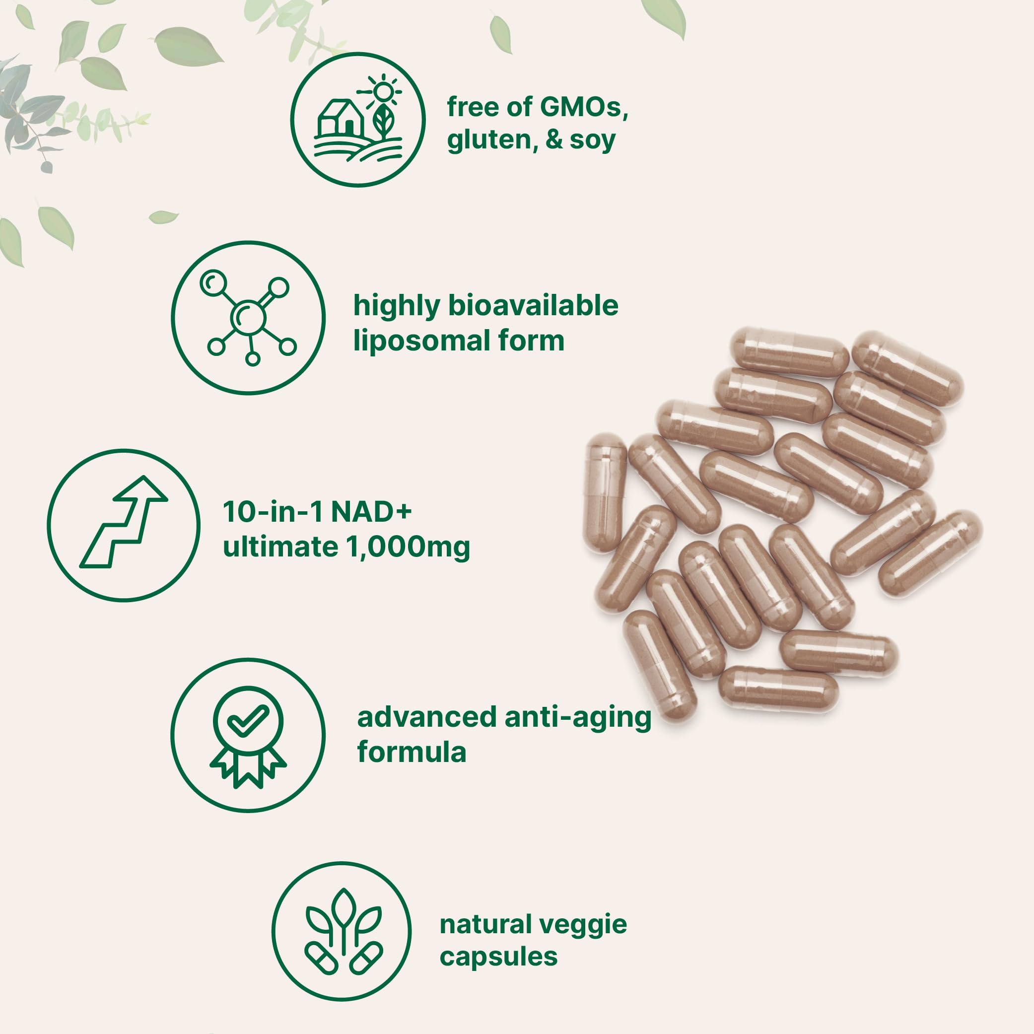 Liposomal NAD+ 1,000mg | 60 Veggie Capsules | Anti-Aging & Energy