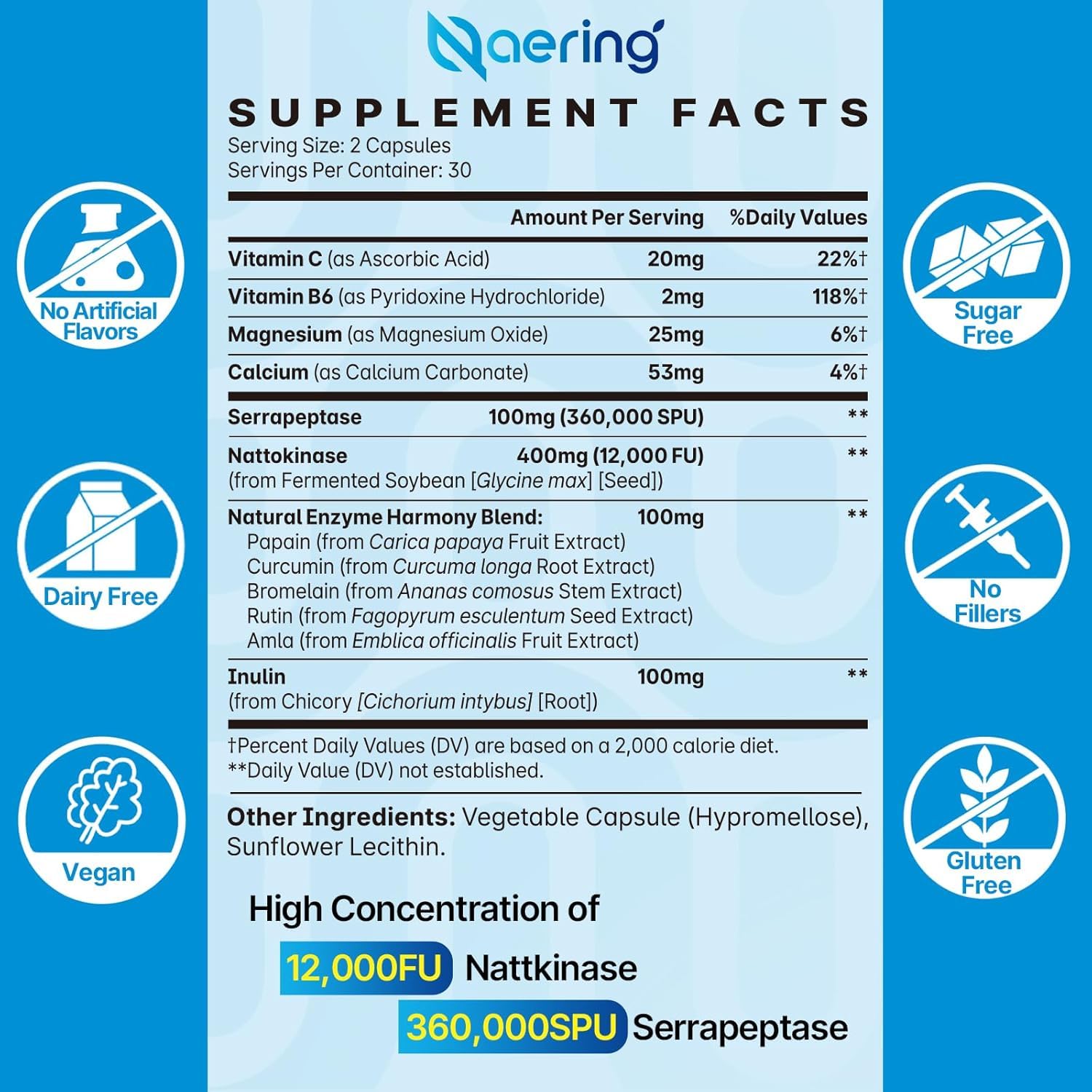 Liposomal Nattokinase 12,000 FU & Serrapeptase 360,000 SPU – Enzyme Supplement (60 Capsules)