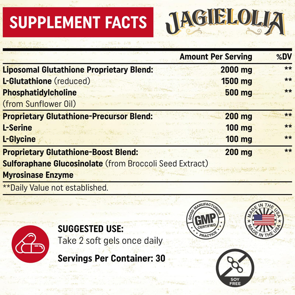 Liposomal Glutathione 2000 mg with L-Serine, L-Glycine & Sulforaphane – 60 Softgels