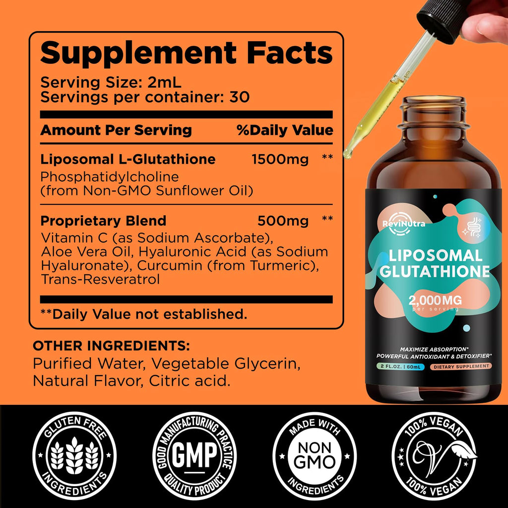 Liposomal Glutathione 2000mg Liquid Drops – Immune & Skin Health