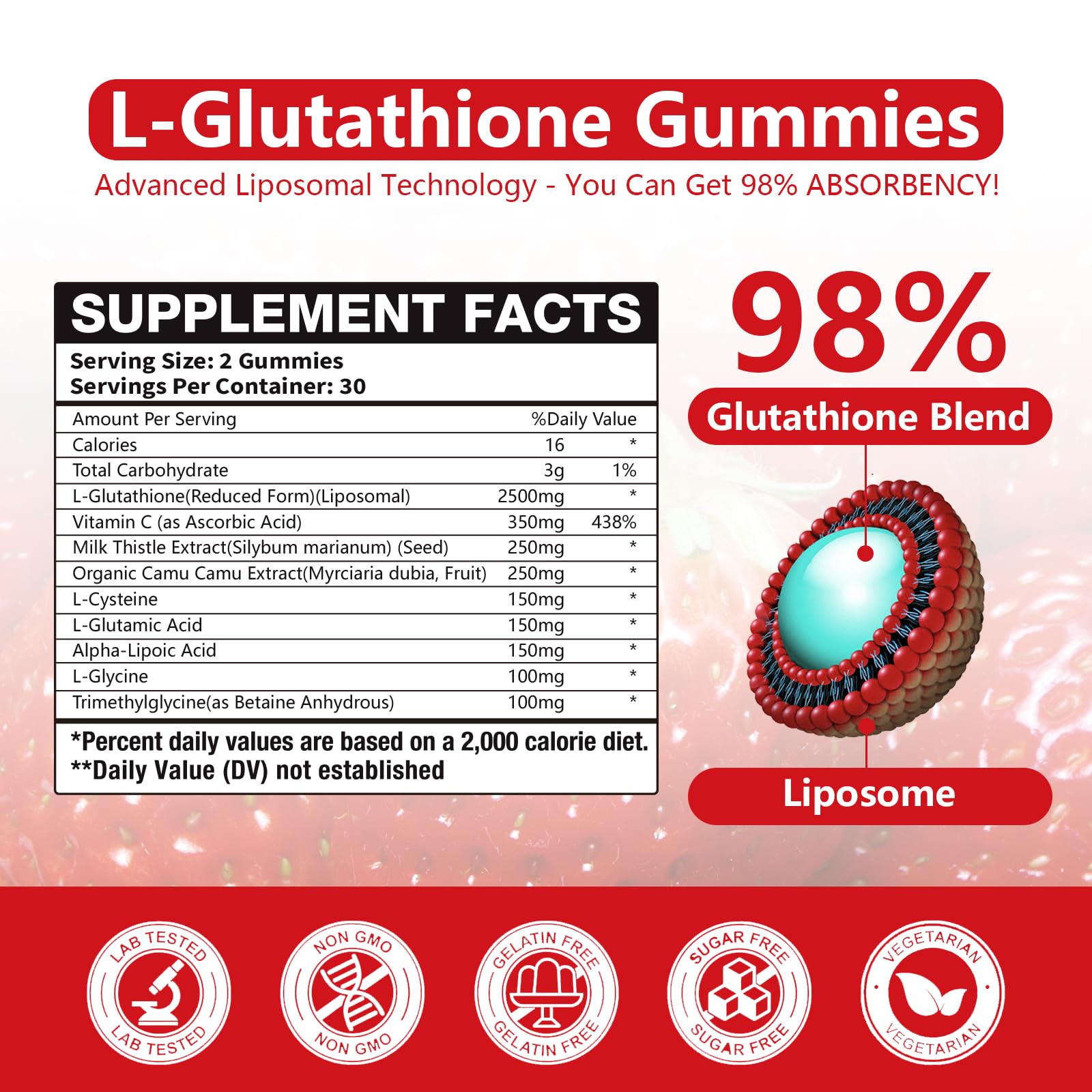 Extra Powerful 2500MG Liposomal Glutathione Gummies – Skin Whitening & Liver Support